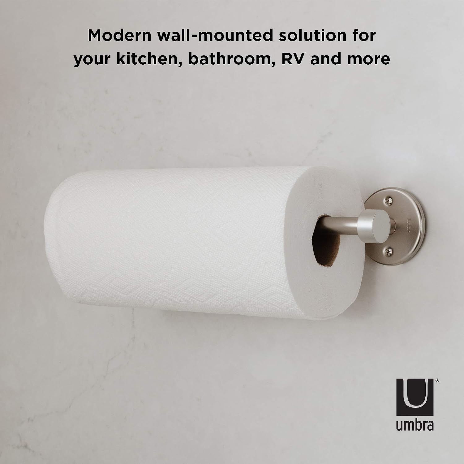 Umbra - 1009237-410 Cappa Paper Towel Holder – Modern Under Cabinet or Wall Mount Dispenser (Horizontal or Vertical)