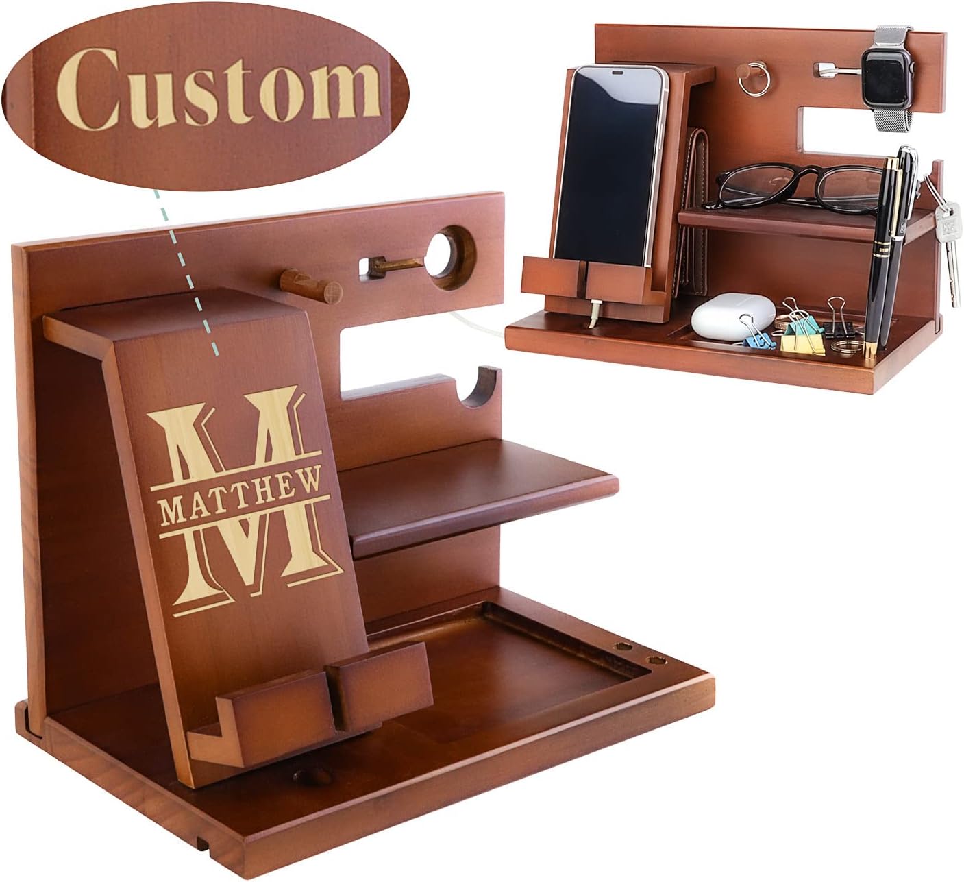 awofer Personalized Gifts For Men Wood Docking Station Anniversary Idea For Boyfriend Him Husband Dad Son Boss Birthday