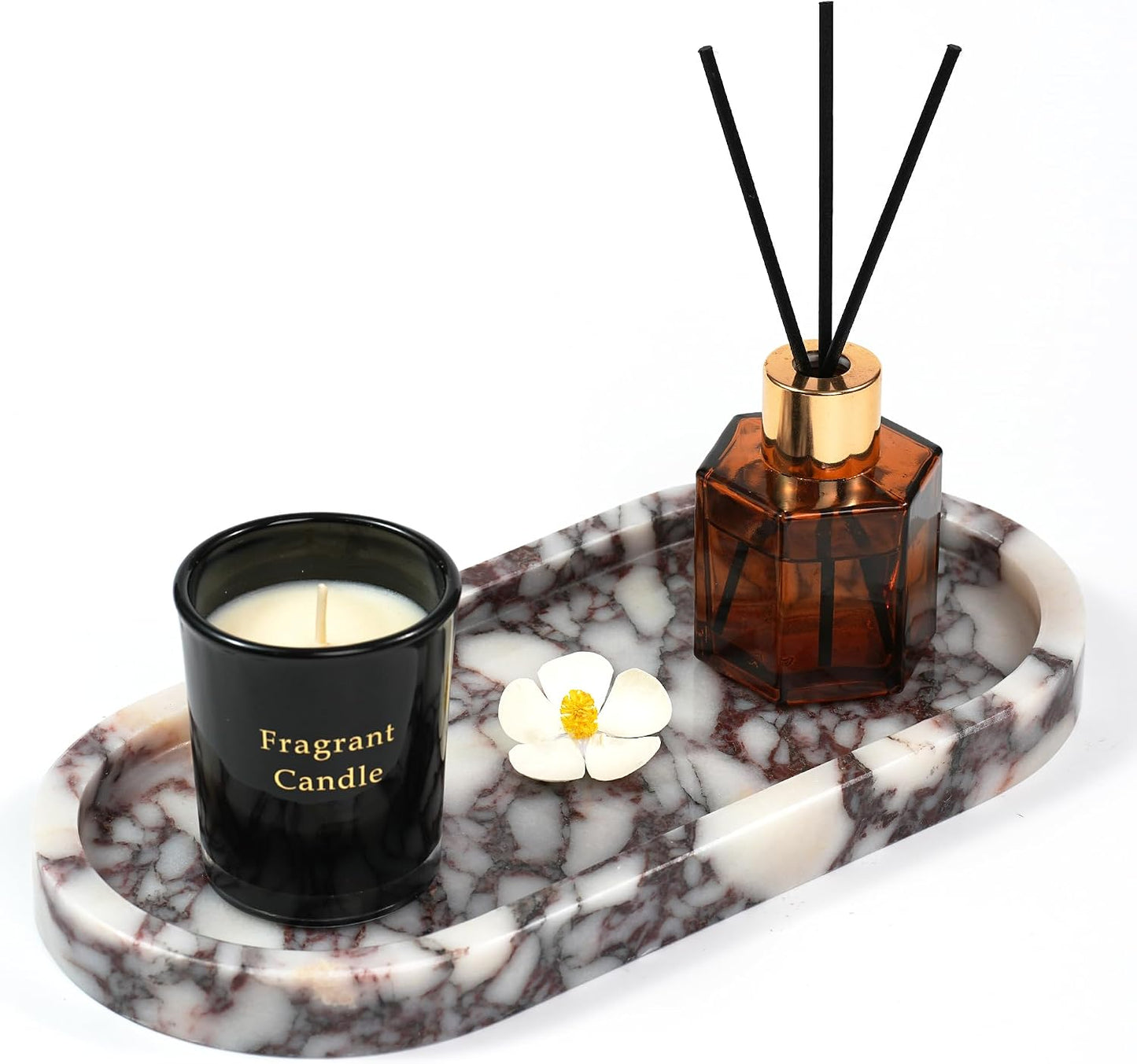 Catchall Organizer / Violet Marble Oval Tray / Oval-calacatta Viola