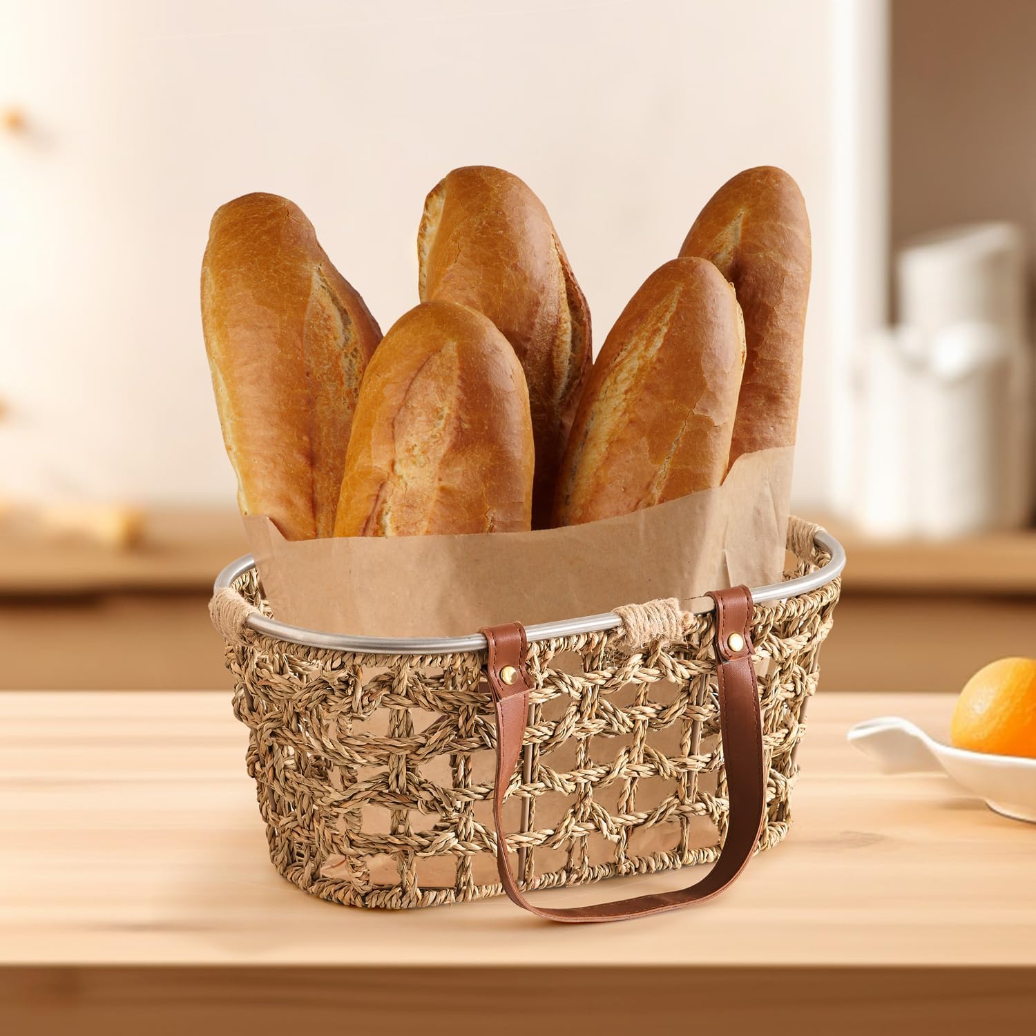 Egg Baskets for Collecting Fresh Eggs Farmhouse Handmade Wicker Hyacinth Egg / Oval-water Hyacinth