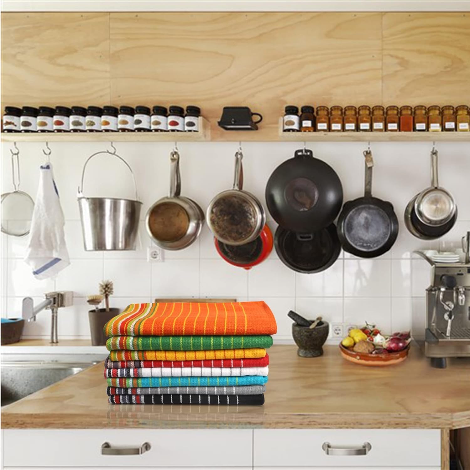 Urban Villa Kitchen Towels 100% Cotton Dish Towels for Kitchen(Set of 8)20”x30” Dish Cloths Highly Absorbent Kitchen