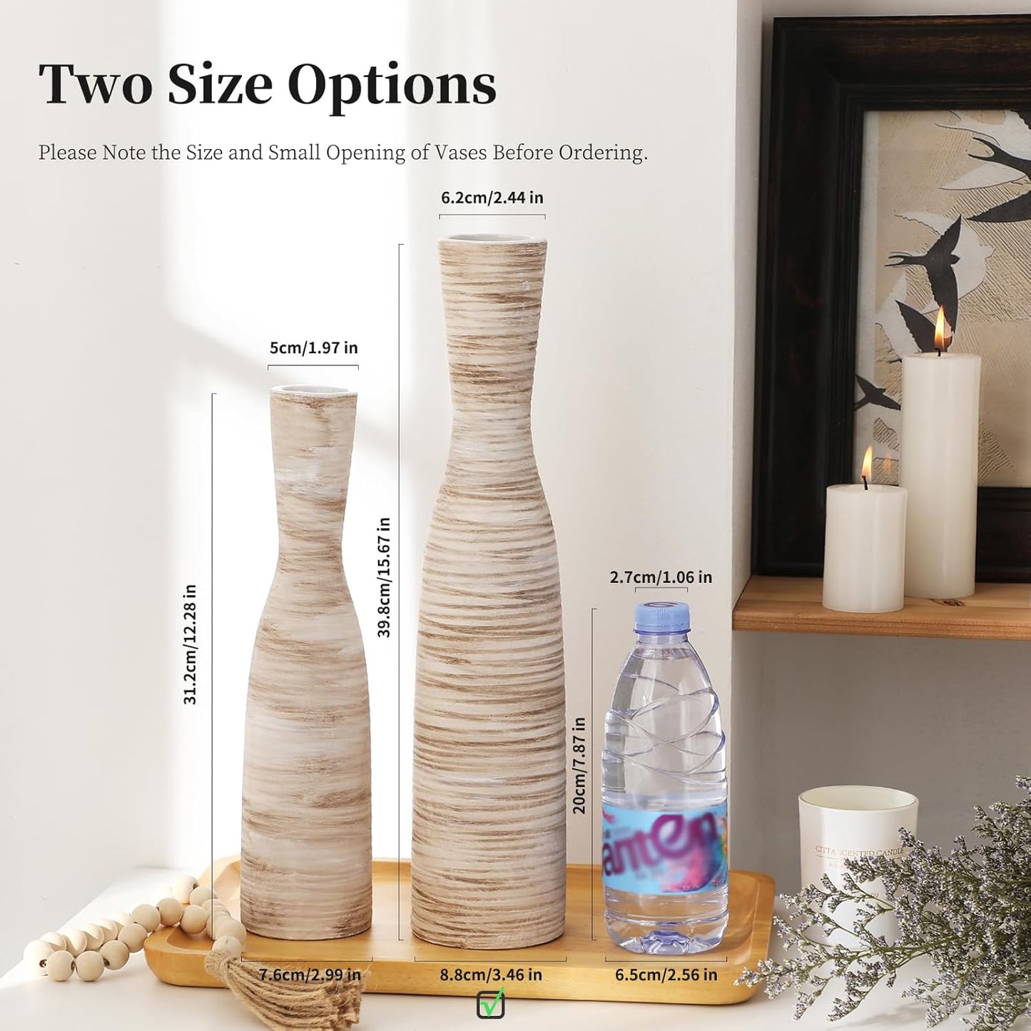 16" Tall Floor Vase for Pampas Grass / Bow-white-16