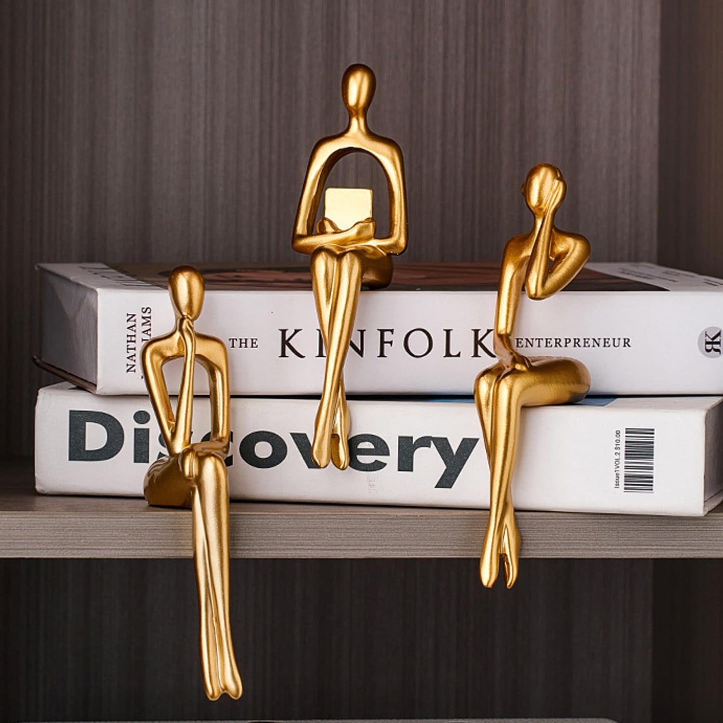 Bookshelf Desk Figurines / Gold / Set of 3