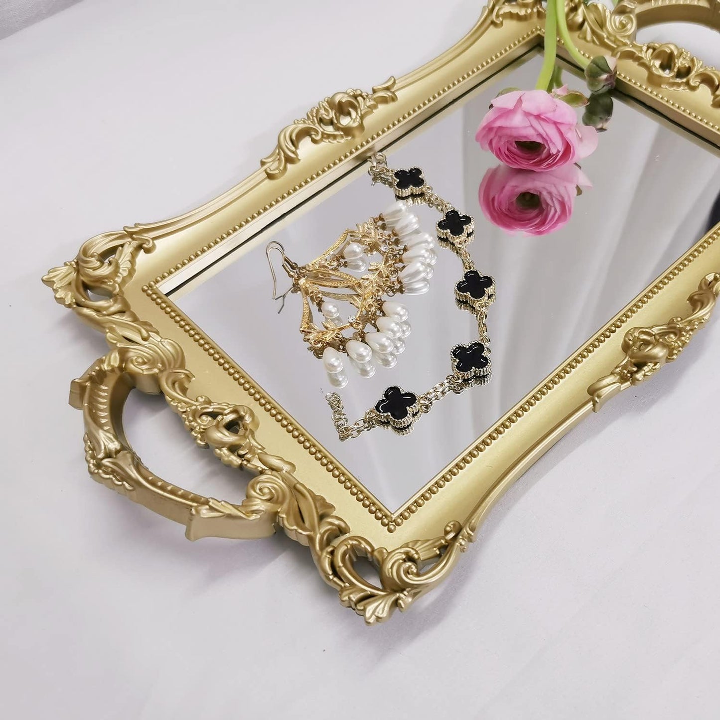 Serving Tray / Makeup Organizer / Gold / 13 x 7.8