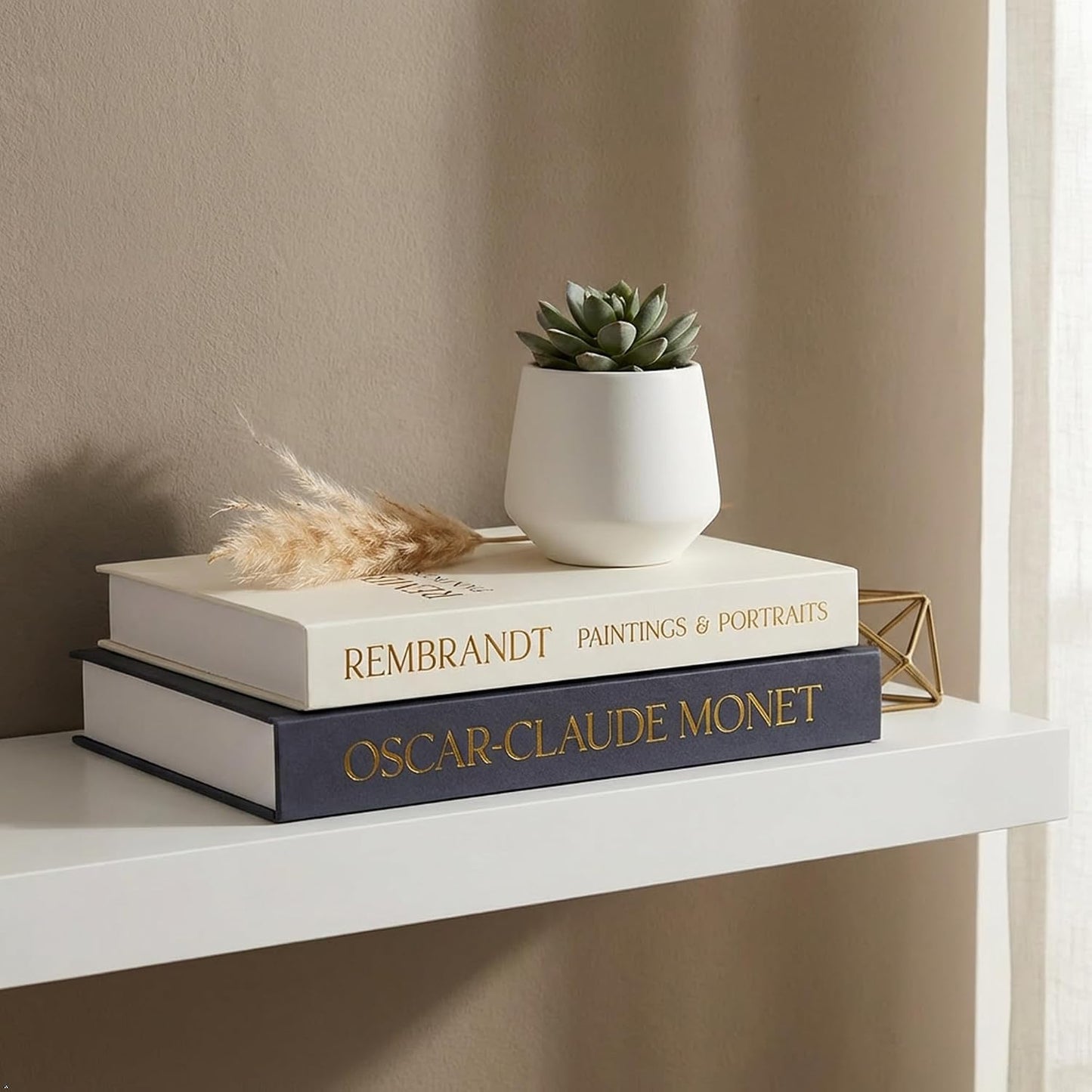 Elegant Faux Linen Hidden Storage Books / Gray-white / Set of 2