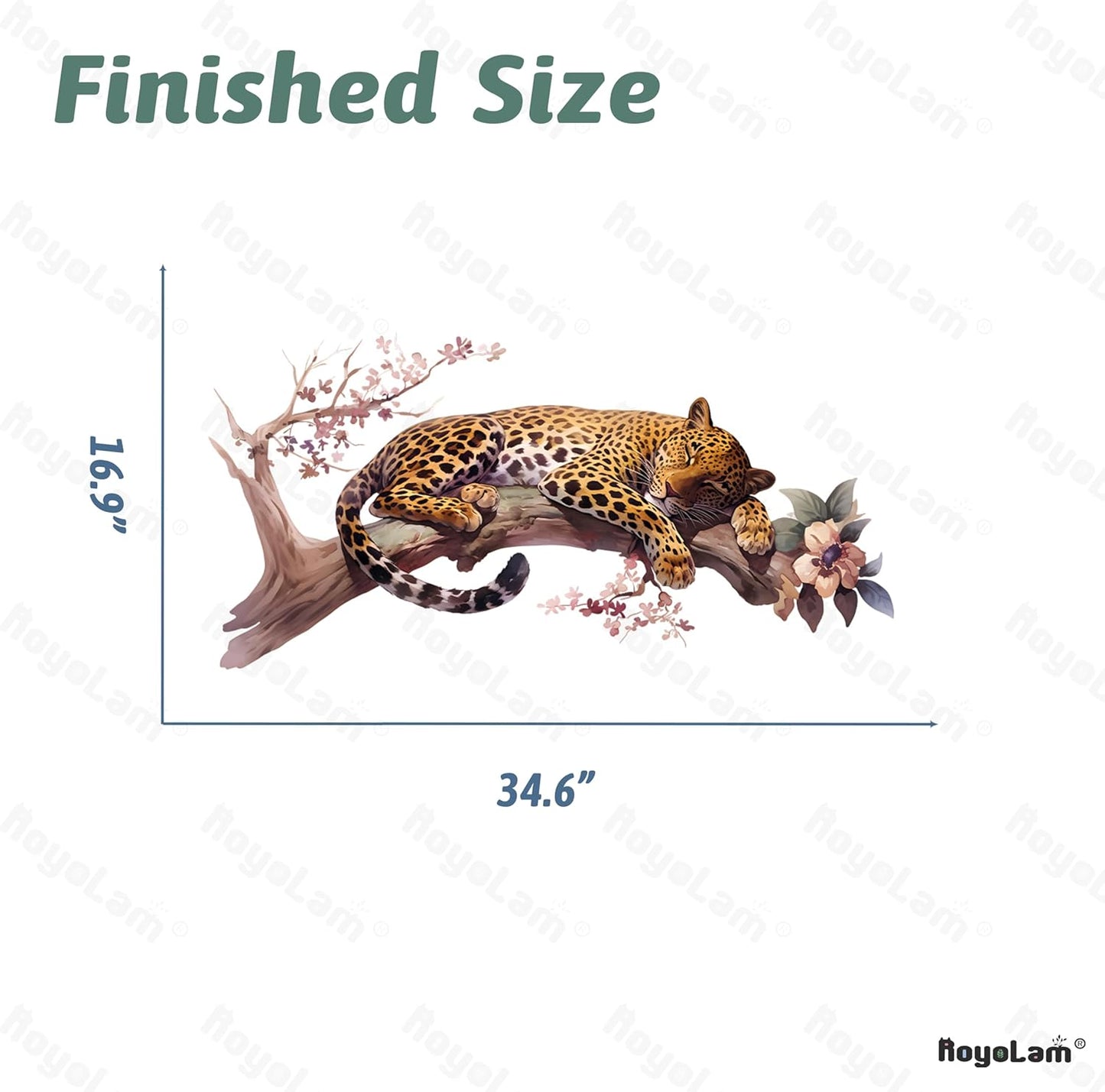 Leopard Sleeping on Branch Wall Decals Removable Jungle Animal Vinyl Stickers for Nursery Living