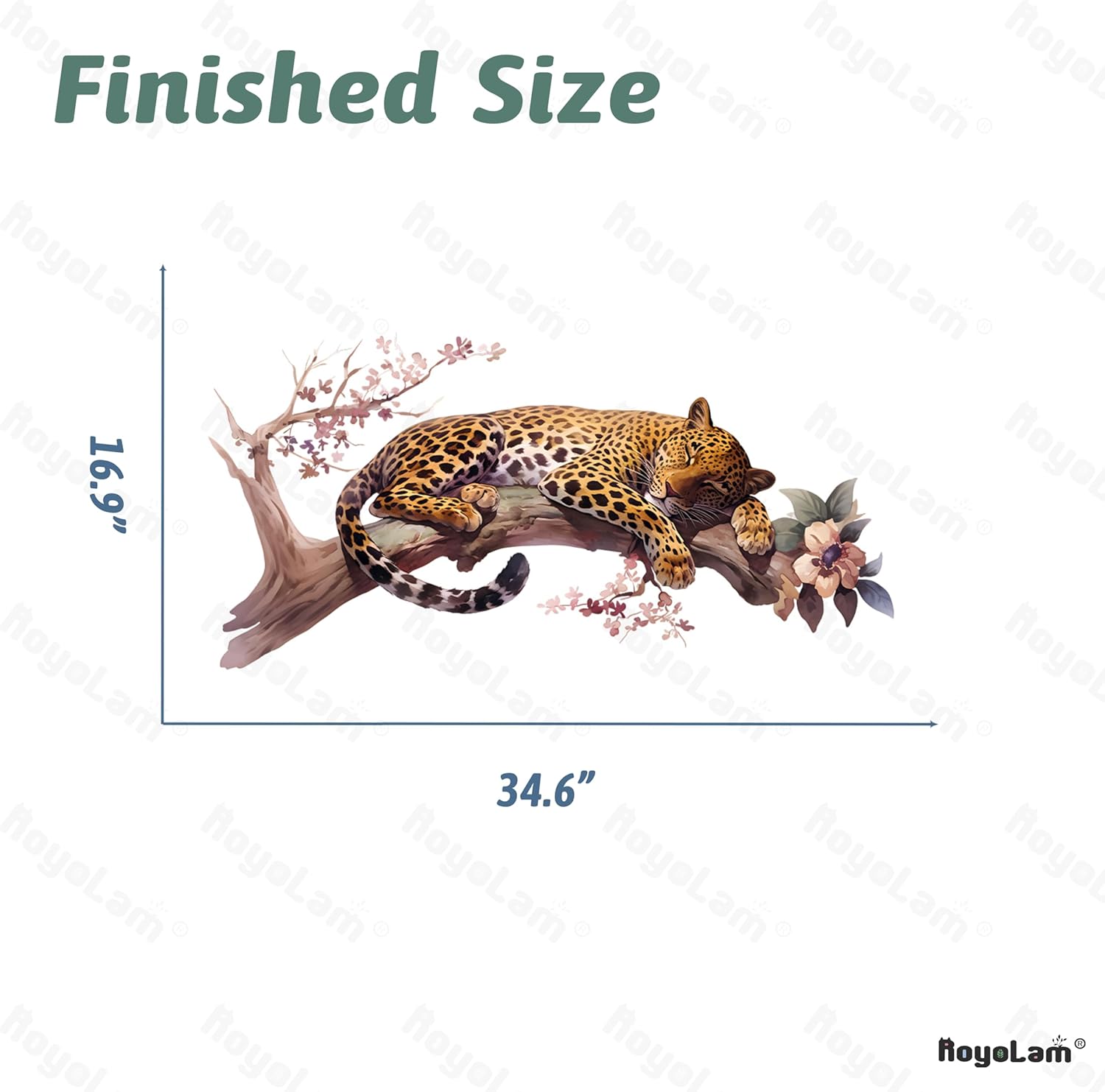 Leopard Sleeping on Branch Wall Decals Removable Jungle Animal Vinyl Stickers for Nursery Living
