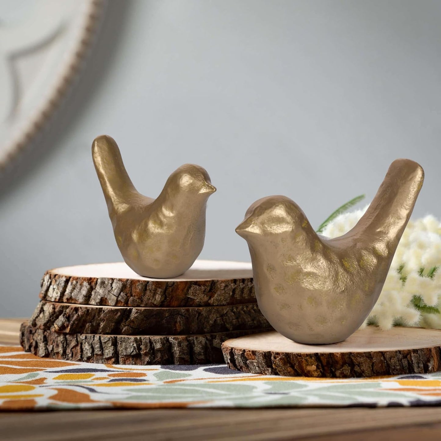 Bird Figurine / Elegant Cast Iron Bird Statue / Vintage Brass / Gold