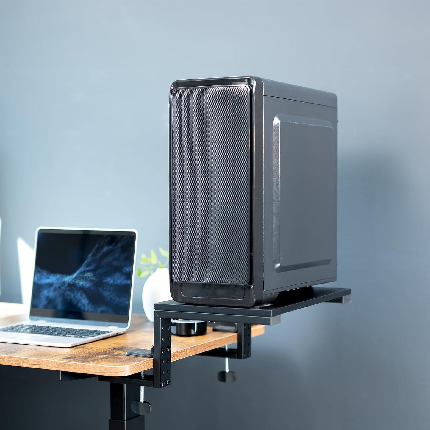 VIVO Clamp-on 15 inch Desk Extension Shelf for Gaming Devices, Ergonomic Computer Monitor and Laptop Riser, Printer
