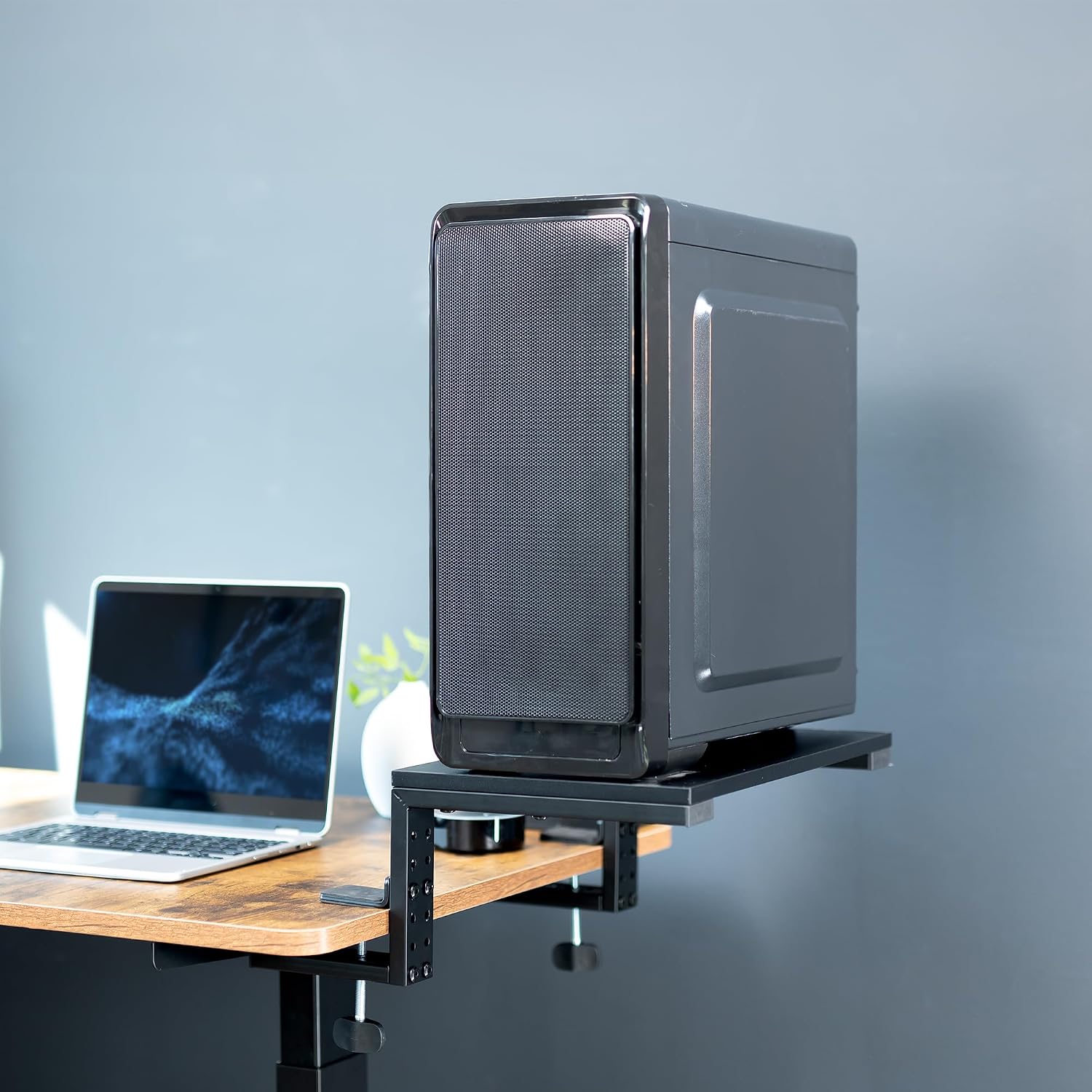 VIVO Clamp-on 15 inch Desk Extension Shelf for Gaming Devices, Ergonomic Computer Monitor and Laptop Riser, Printer