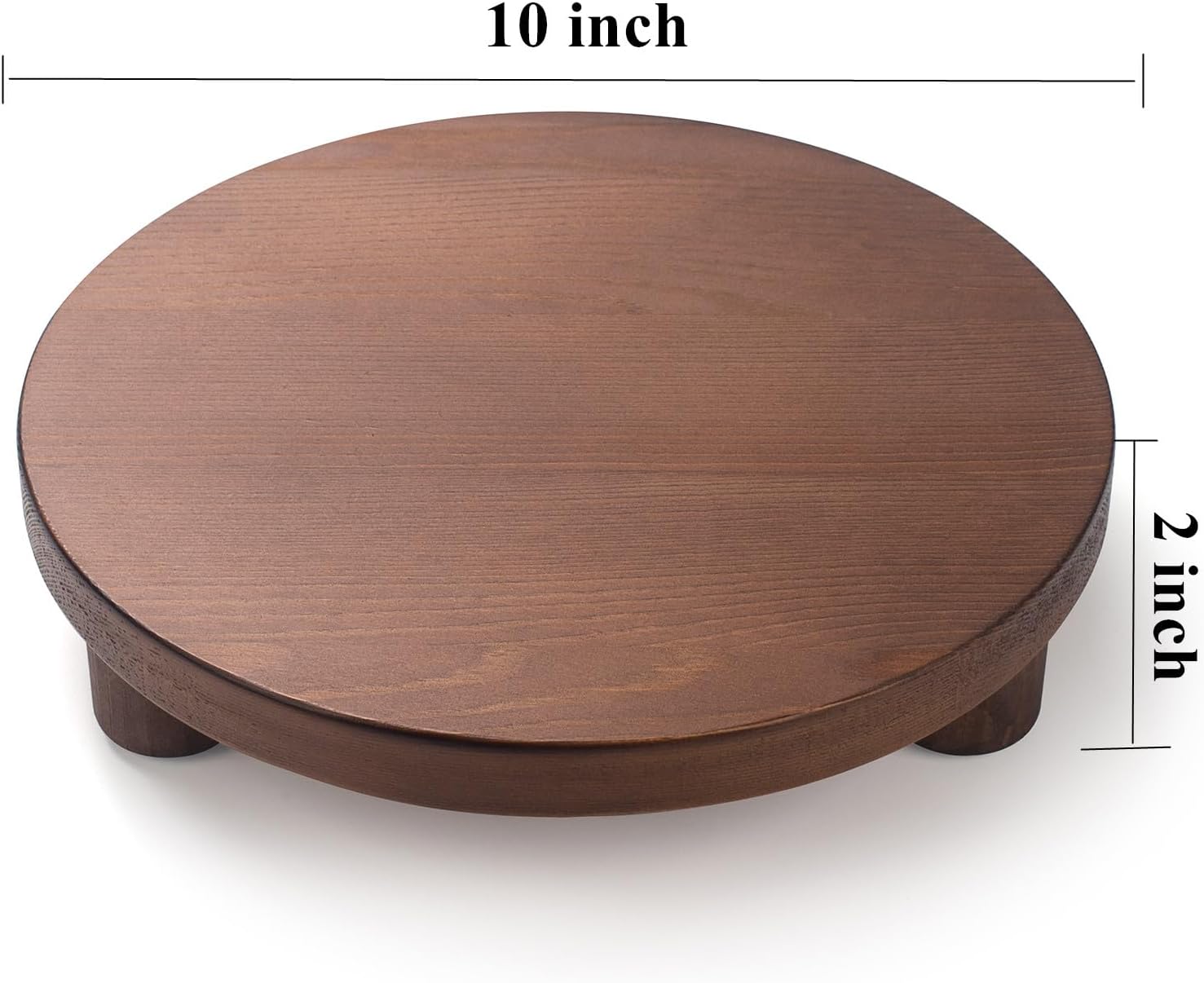 Round Wooden Tray / Round - Brown / Set of 2