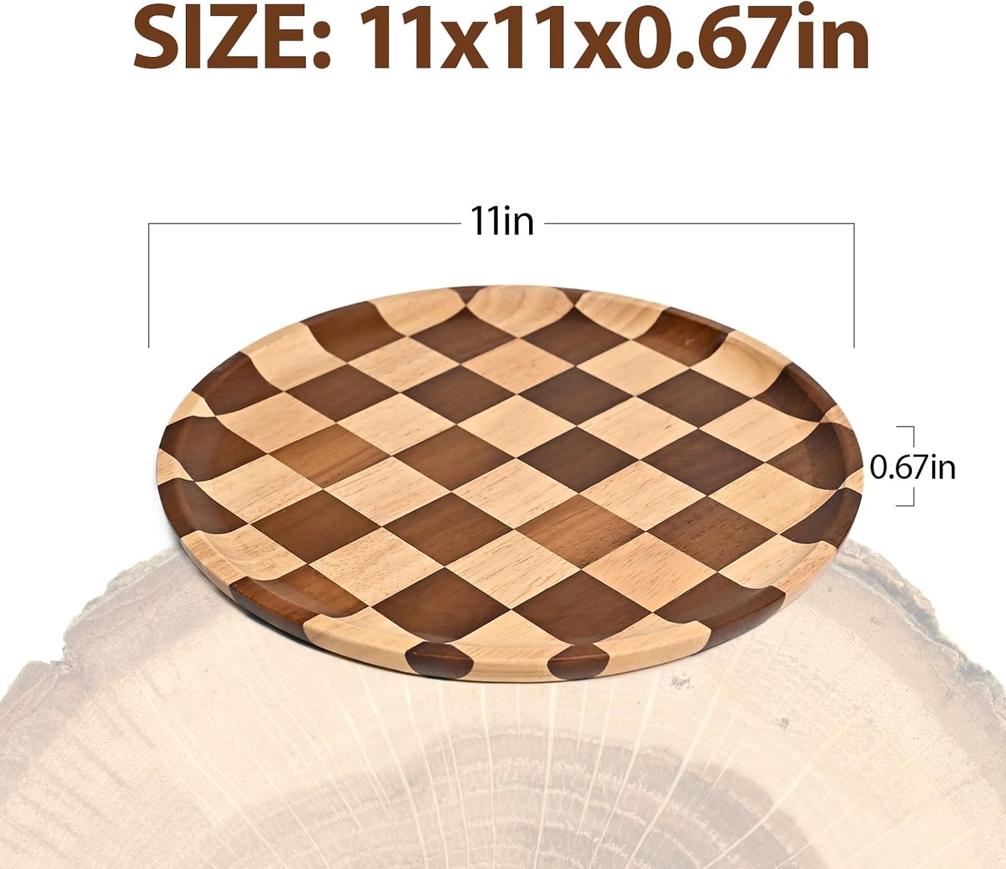 Round Wooden Serving Trays Decorative Candle Plate Holder / 11 Inch / Set of 11