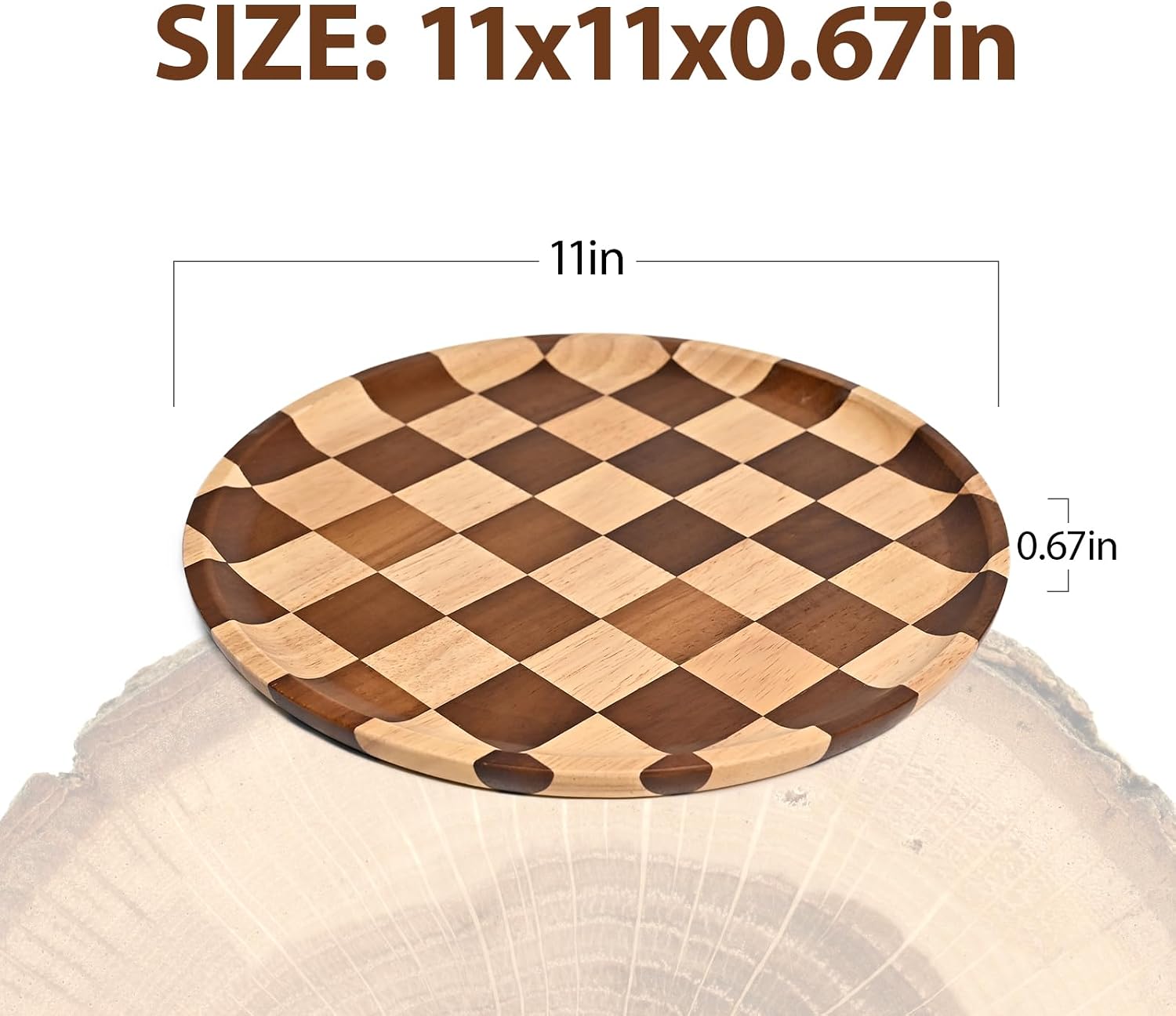 Round Wooden Serving Trays Decorative Candle Plate Holder / 11 Inch / Set of 11