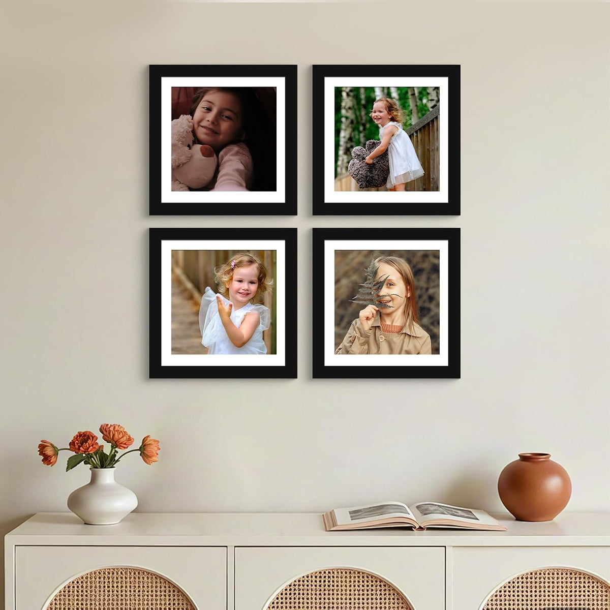 SESEAT 12x12 Picture Frame Set of 4 for Diamond Painting Art, Display Photo 10x10 or 12 x 12 Without Mat, Gallery Wall