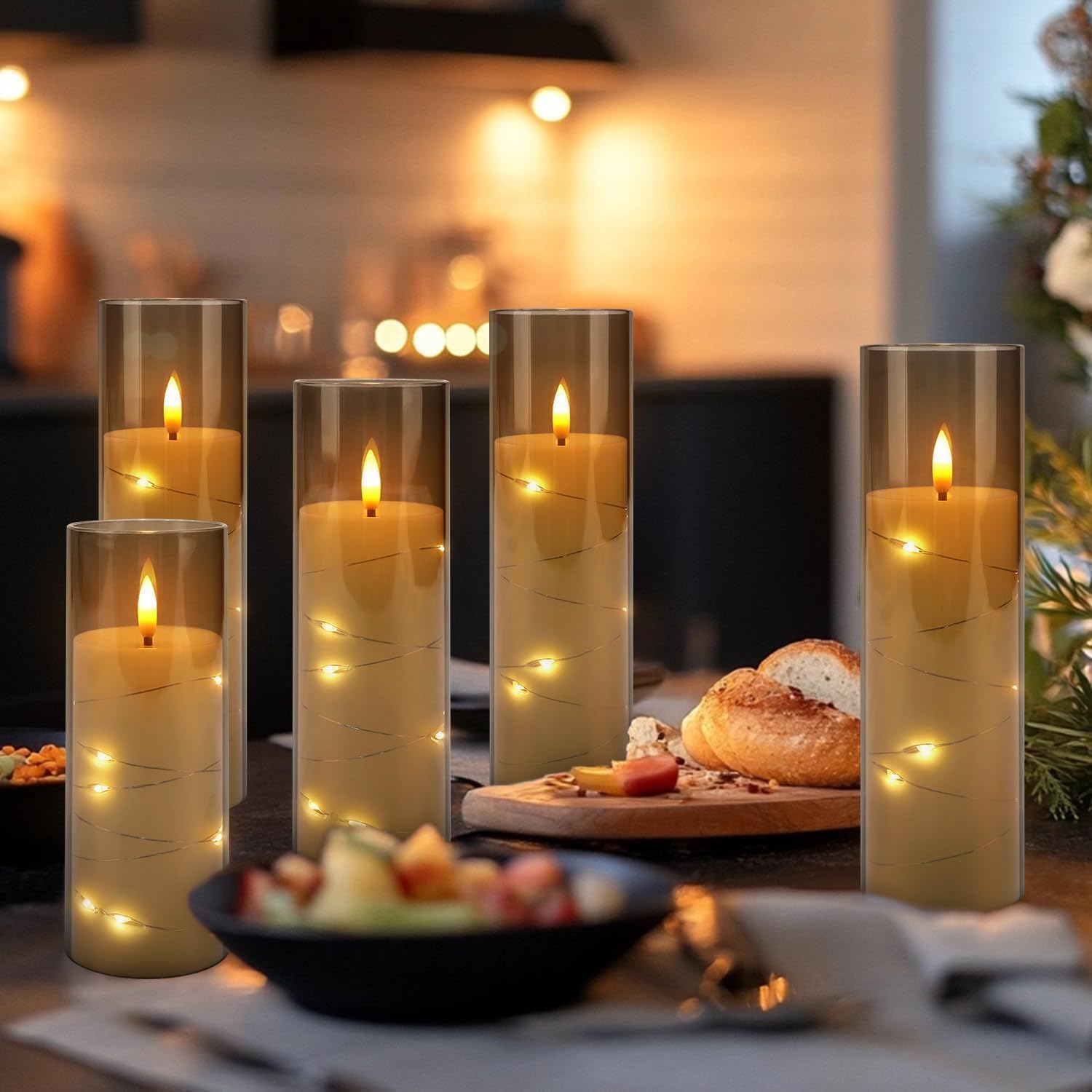 YOROXRG 24 Pack Halloween Decoration Flickering Flameless Candles, Battery Operated LED Candles for New Year, Home