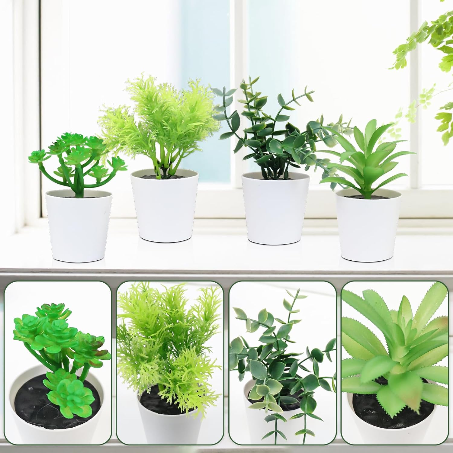 Artificial Plants Indoor / Lime Green / Set of 4