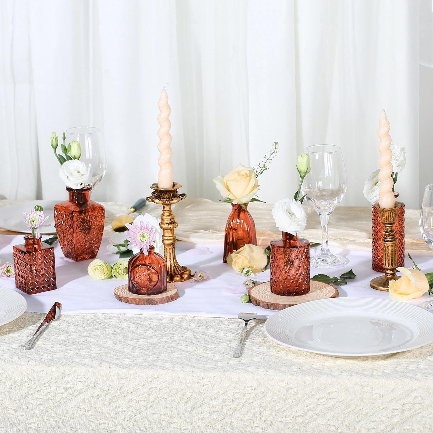 Flowers / Mini Bud Vases Centerpieces / Amber / Set of 12