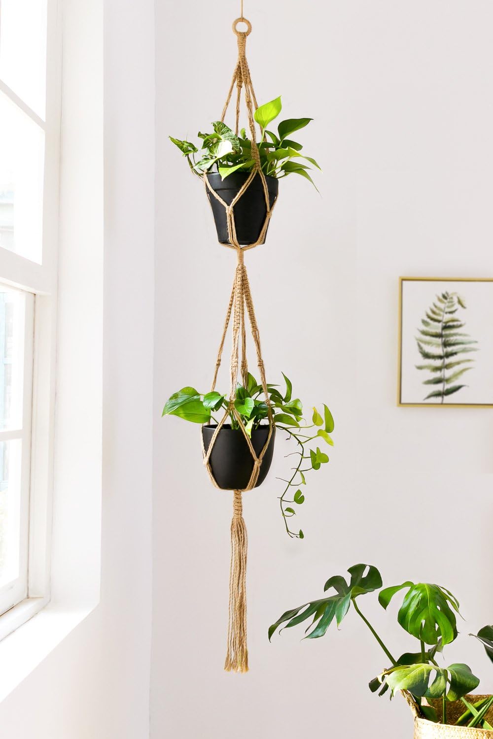 Macrame Plant Hangers Indoor Hanging Planter Basket Wall Decorative Flower Pot / Brown / Set of 4
