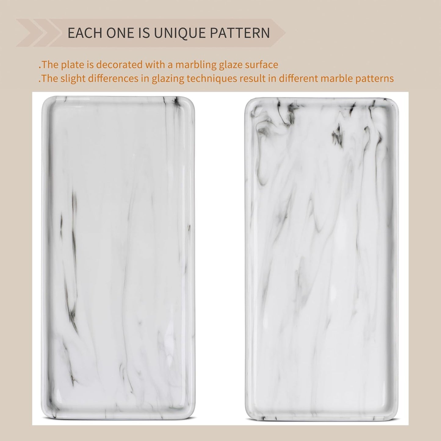 Ceramic Vanity Trays / Marble Set/1 / L - 9.8