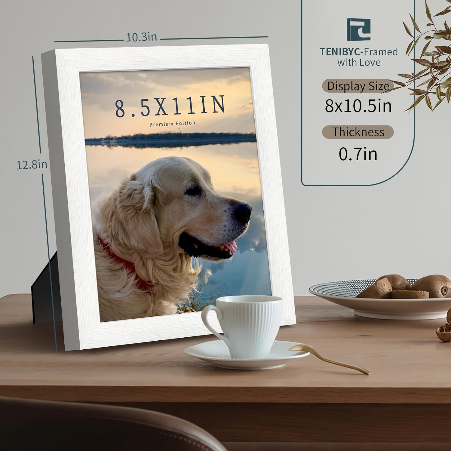 8.5 by 11 picture frame 3 Pack, White Wood, Real Glass, for Photo | Thick HD Tempered Glass, Tabletop or Wall Hanging