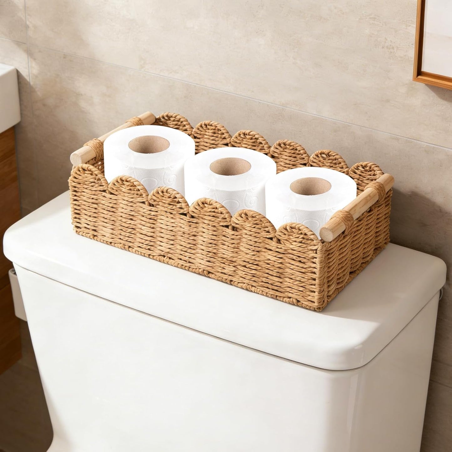 Paper Rope Scalloped Edge Decor Baskets / Set of 2