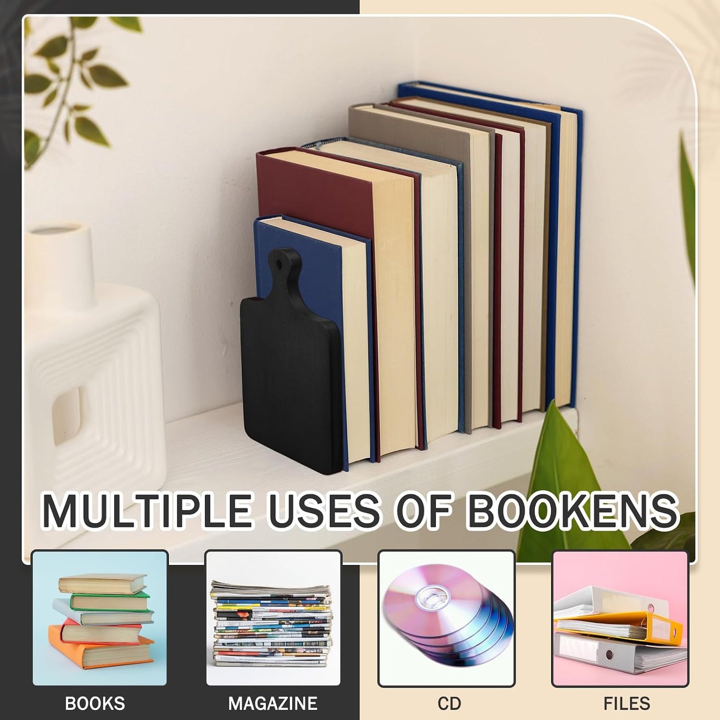 Wood Bookends / Black / Beech