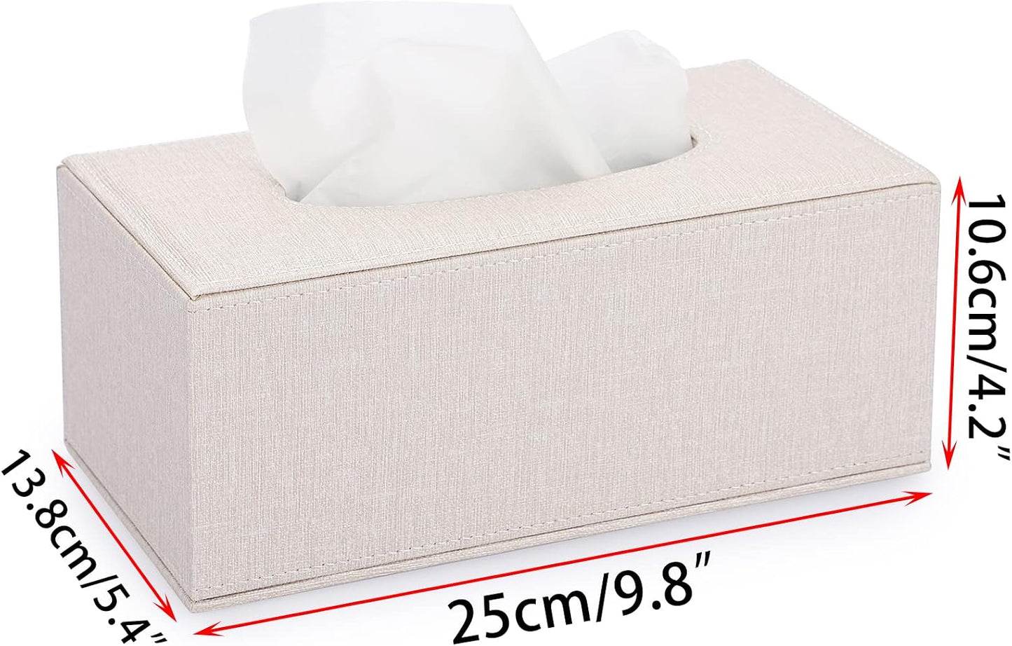 Tissue Box Cover Rectangle Linen Tissue Box / Medium / Beige