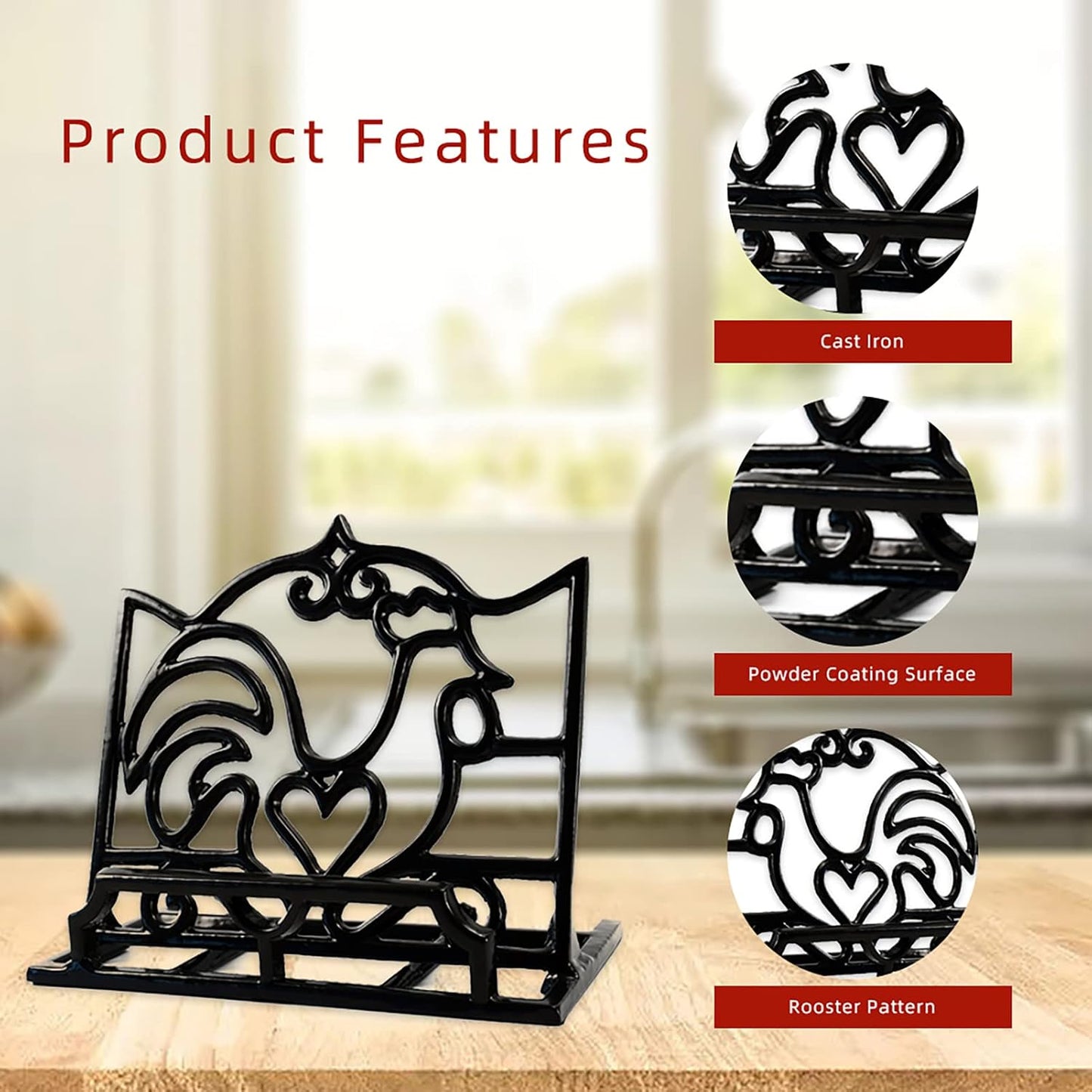 Cookbook Stand, Cast Iron Heavy-Duty Recipe Book Holder, Kitchen Vintage Recipe Book Holder, Reading Rest Holder for