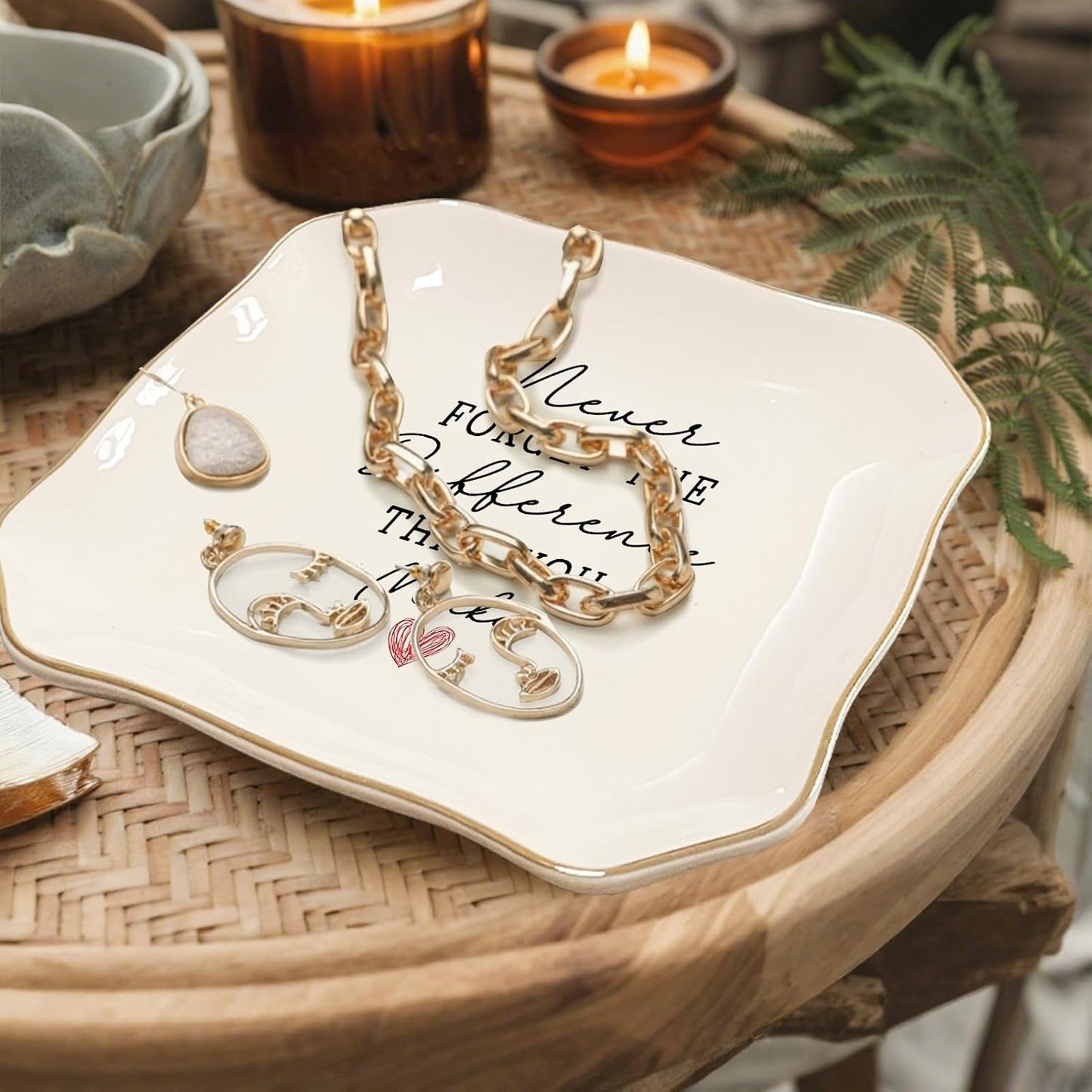 Ceramic Ring Dish Tray for Teacher Appreciation Gifts / Never Forget The Difference You Make