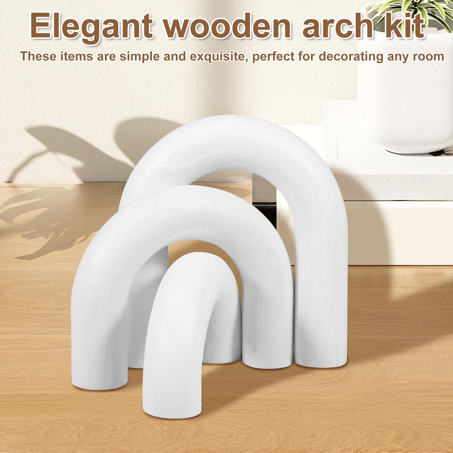 Wood Arch Decor Set / White / Set of 3