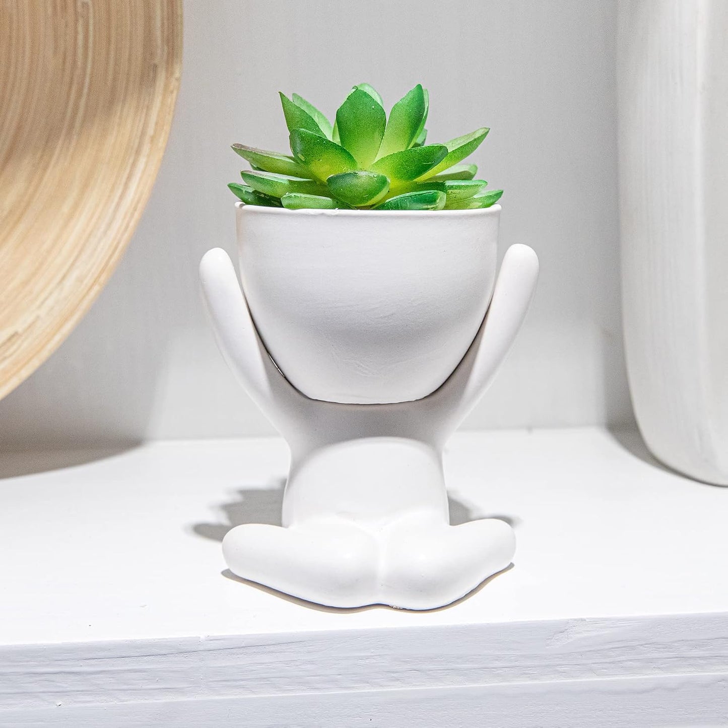 Unique Artificial Plants Succulents Office Decor for Women / A, Morden White Figurine / Set of 2