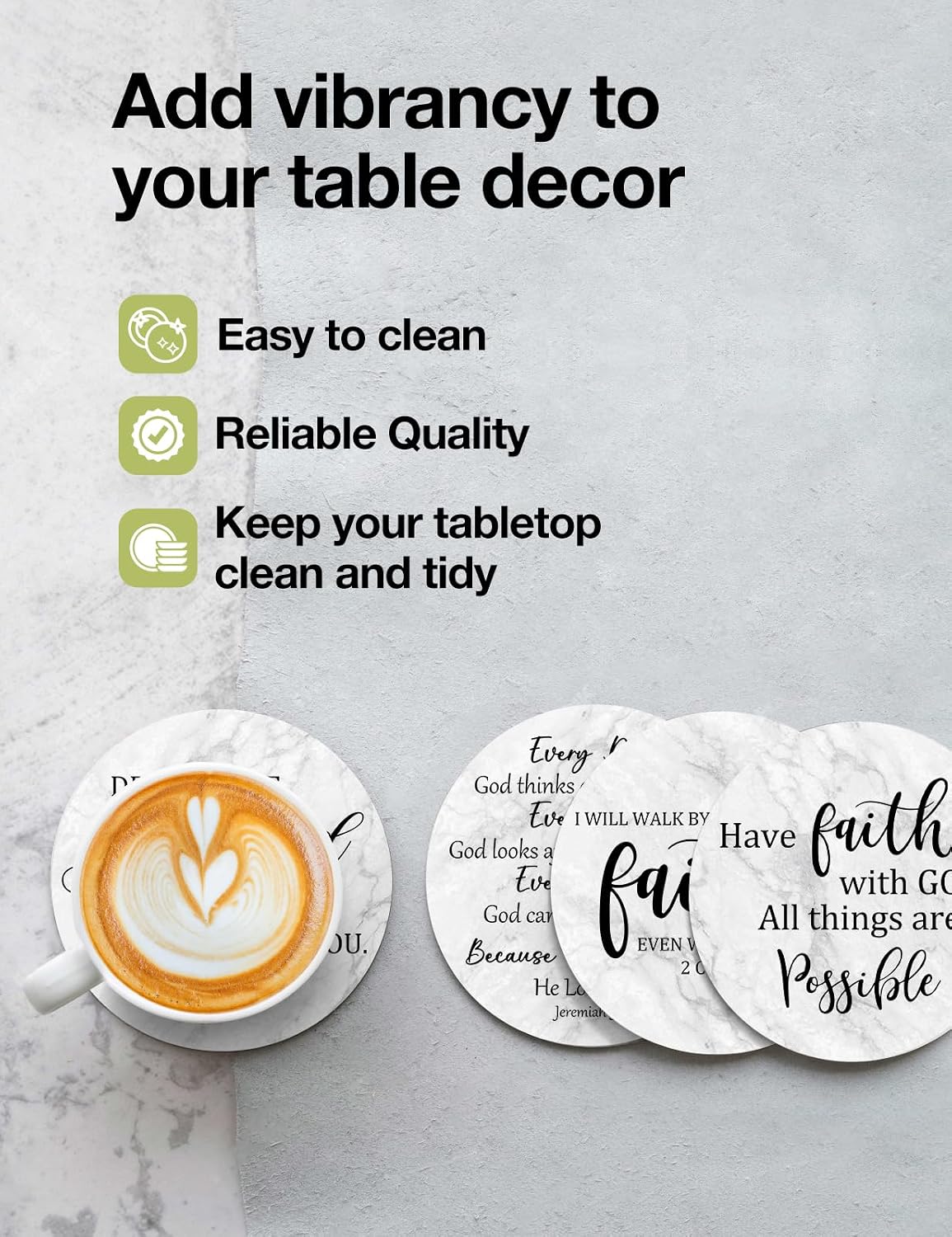 Cork Backing & Holder / Bible Coasters / Set of 6