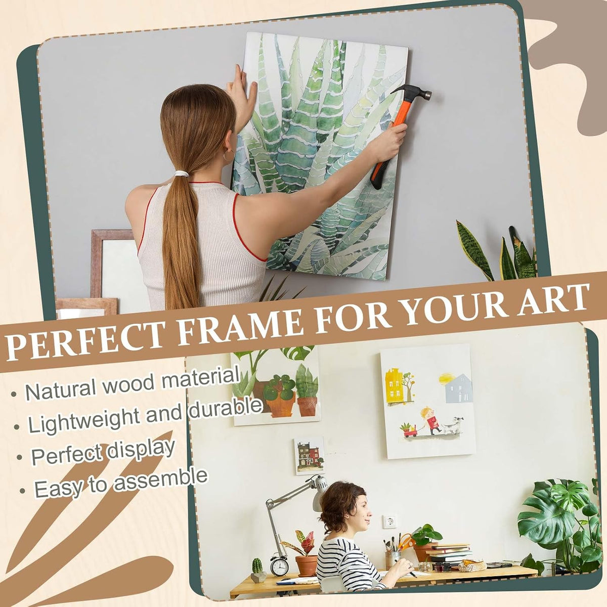 DoubleFill 1 Pack Canvas Stretcher Bars, 16x24 in, Wood Frame Kit | DIY Canvas Frame, Easy to Assemble, for Prints
