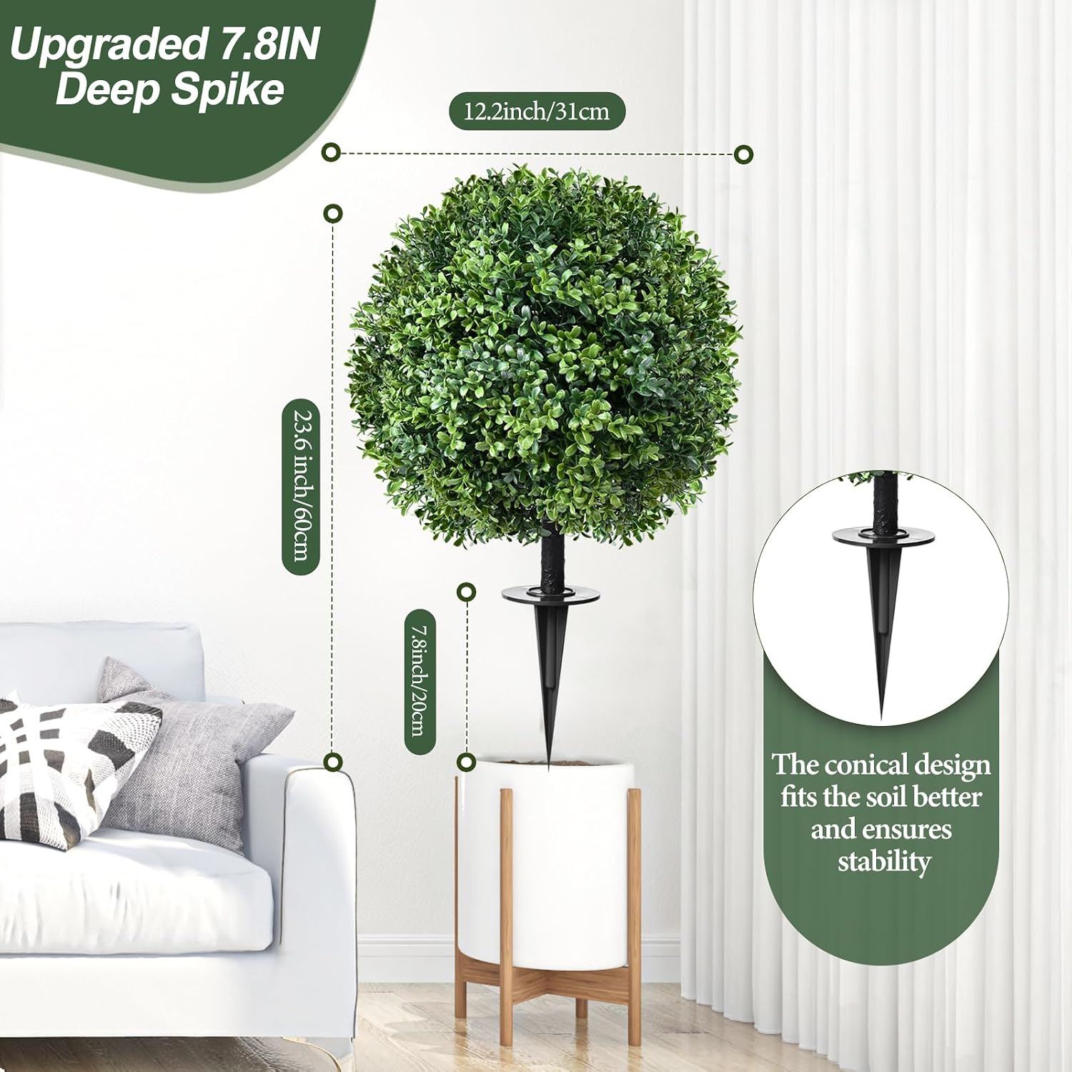 Boxwood Ball Fake Shrubs UV Resistant Faux Plants / Artificial Topiary Boxwood Ball Tree