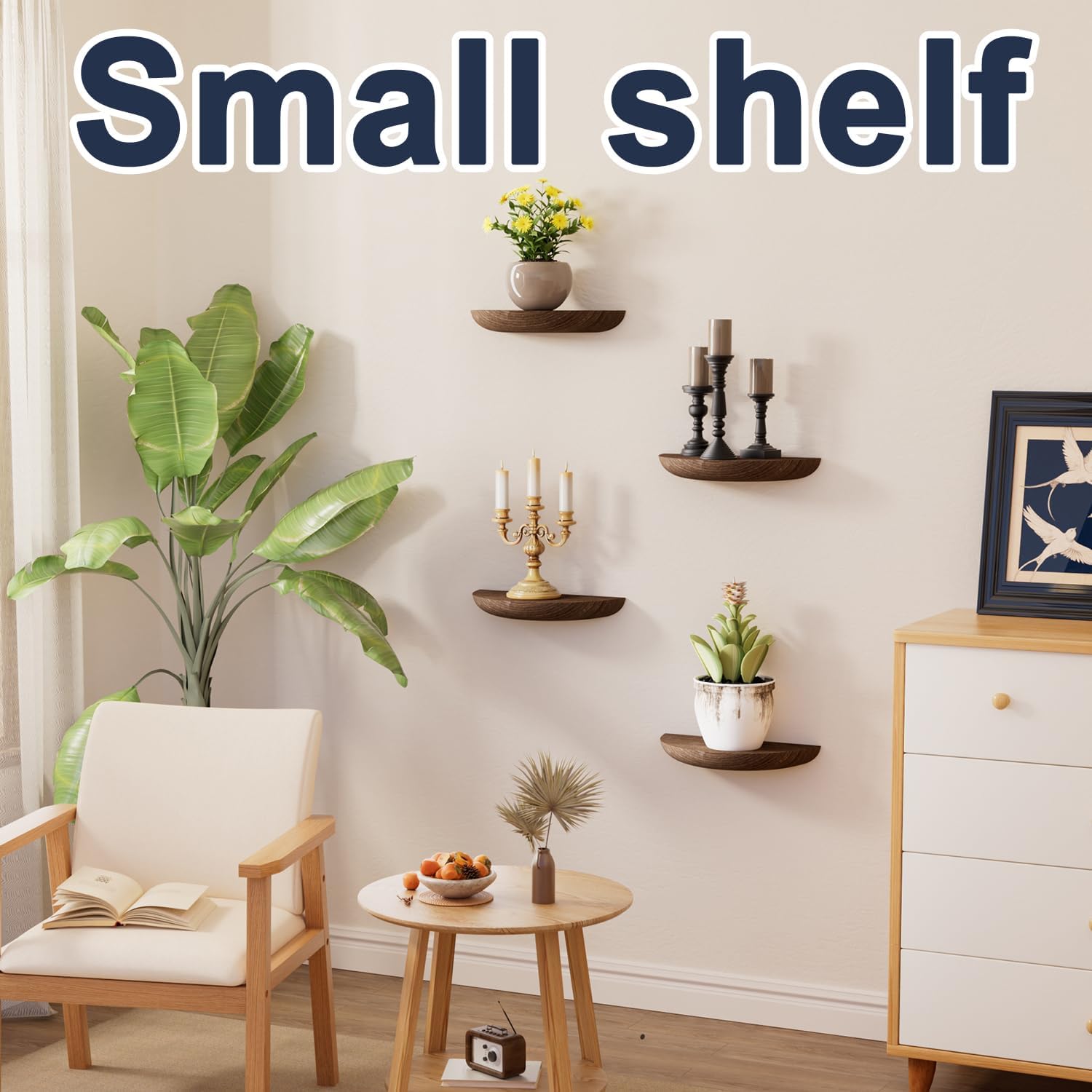 Elegant Floating Shelves / Brown / Screw Mount