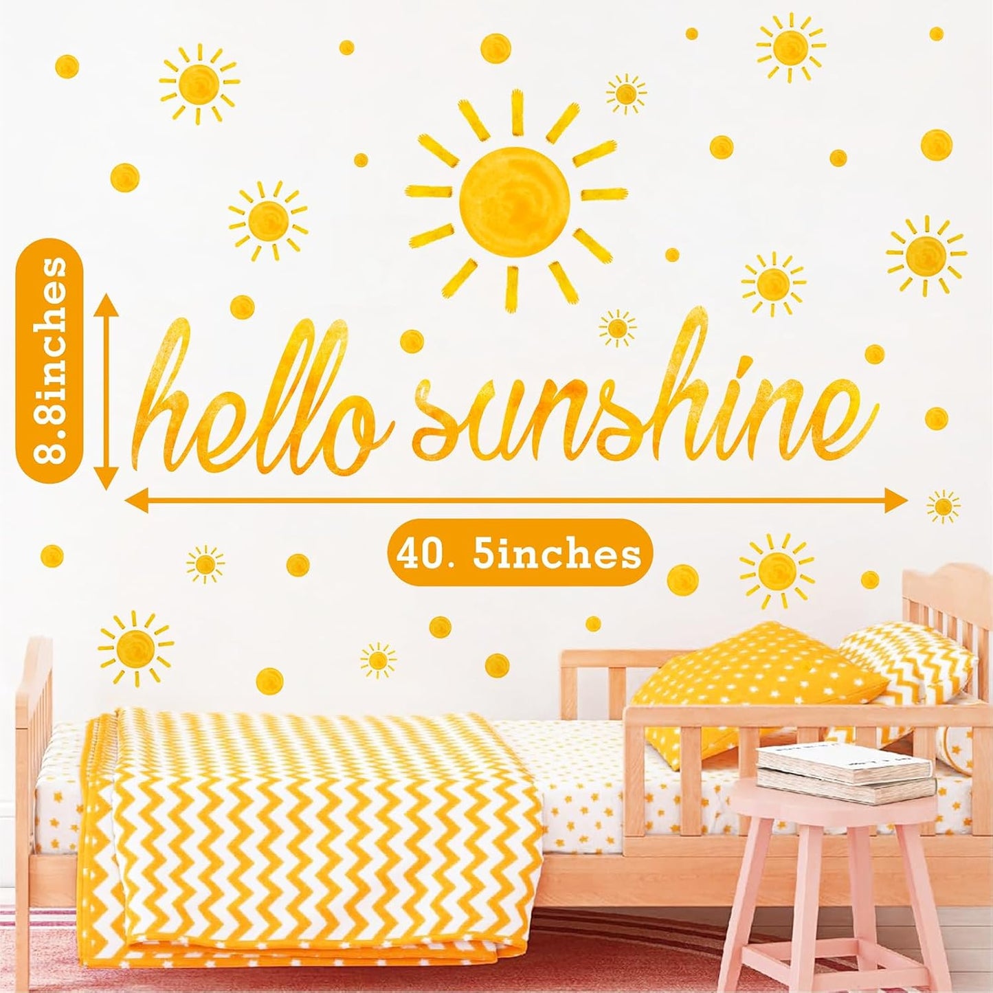 Watercolor Sun Wall Stickers Boho Sun Wall Decals Peel and Stick Polka Dots Big / Sunshine / Yellow