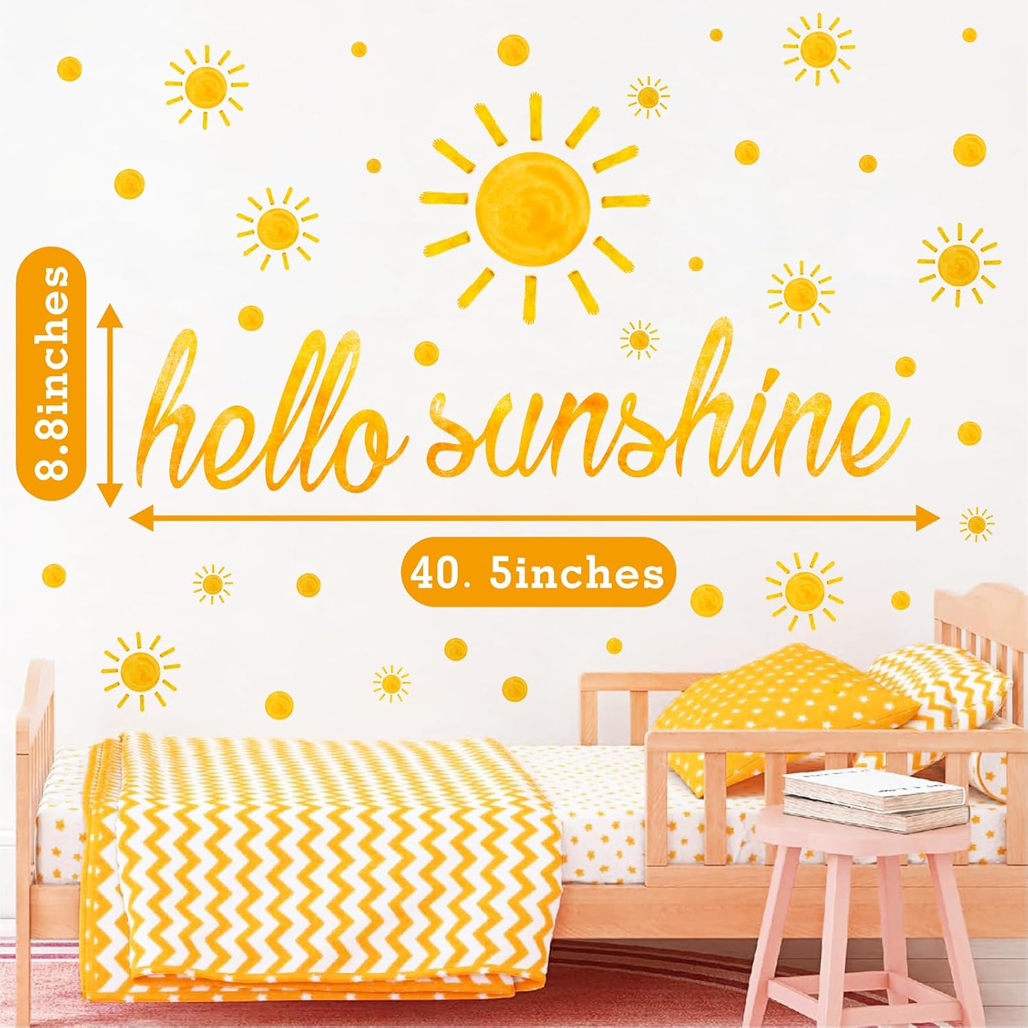 Watercolor Sun Wall Stickers Boho Sun Wall Decals Peel and Stick Polka Dots Big / Sunshine / Yellow