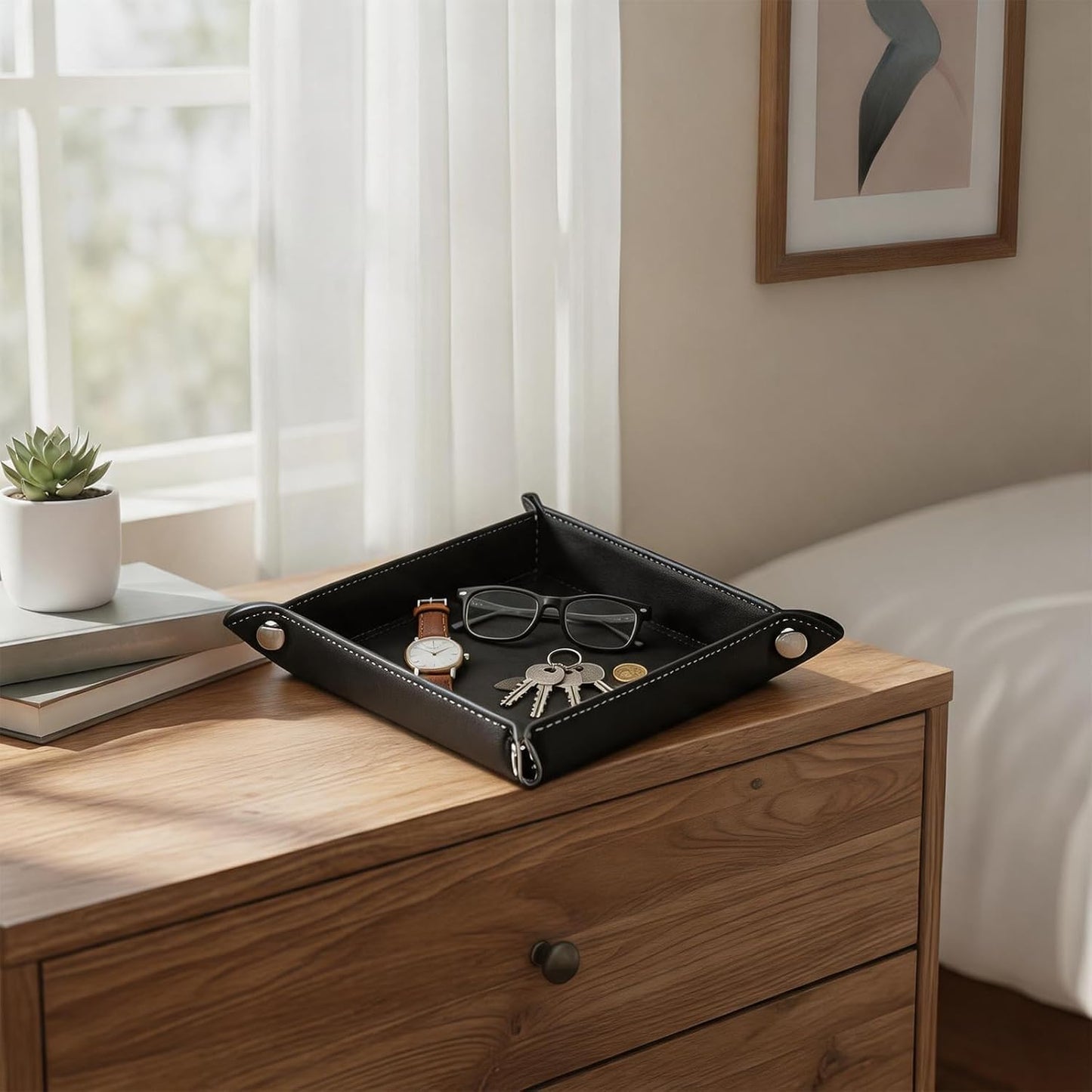Valet Tray Desktop Storage Organizer / Black