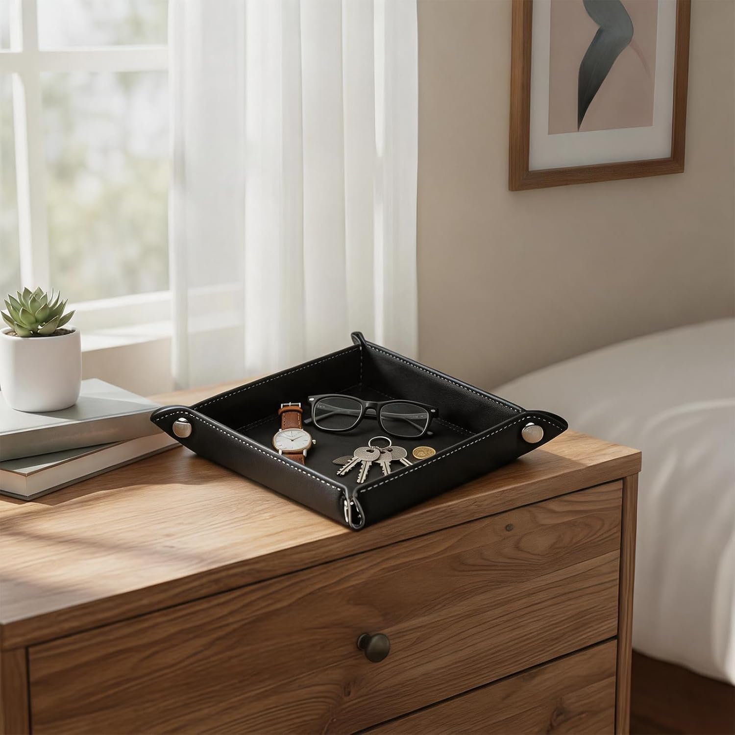 Valet Tray Desktop Storage Organizer / Black