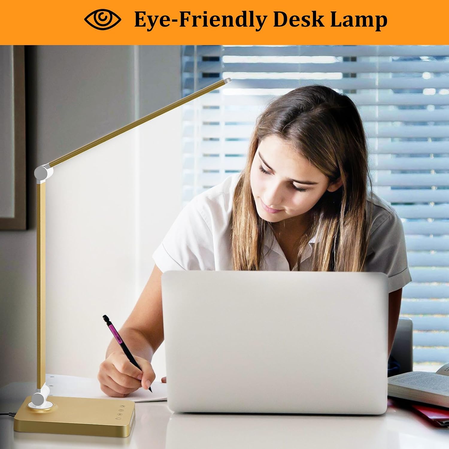 LED Desk Lamp with USB Ports,Touch Desk Lamps for Home Office with 5 Modes | 3 Brightness Desk Light with Small Night