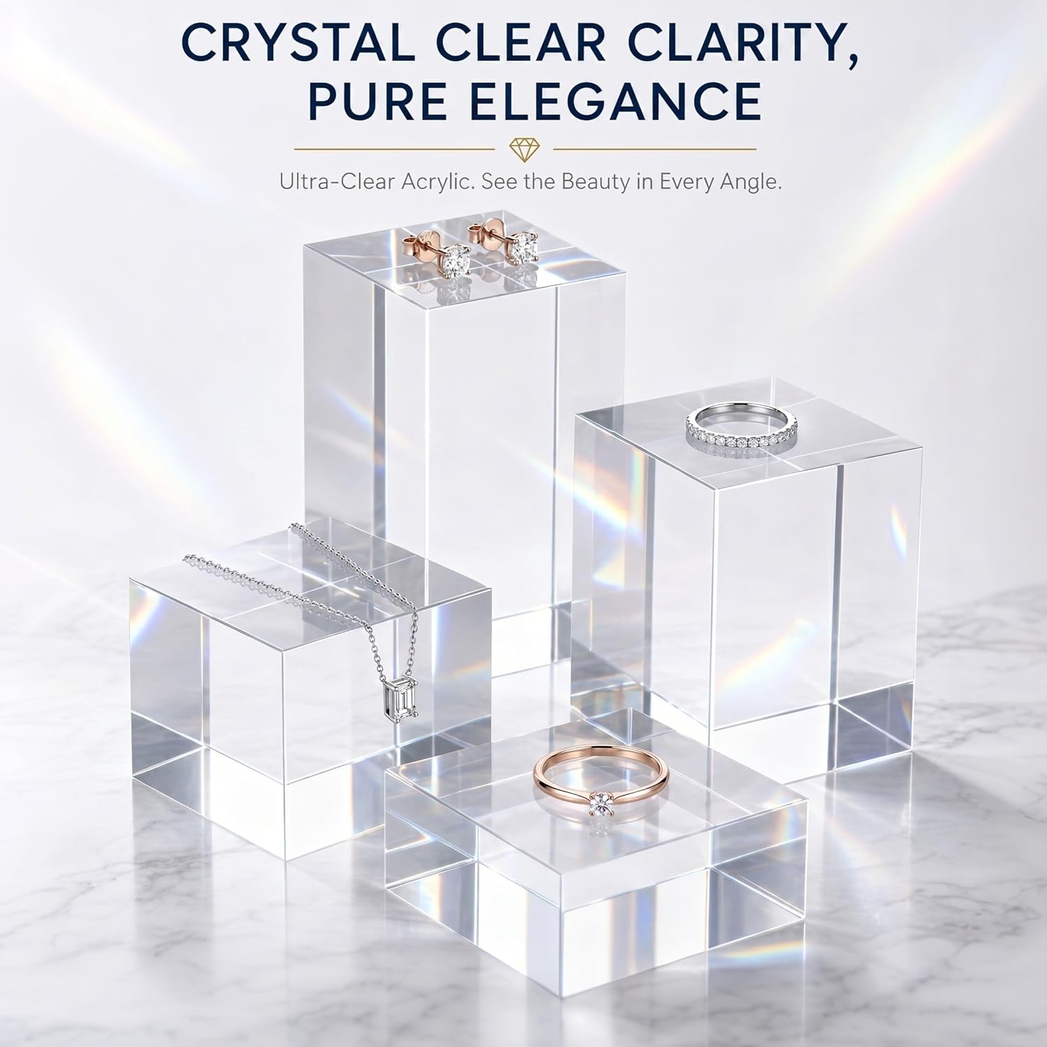 Acrylic Base Stand for Photography Props / Rectangular / Clear / Set of 4