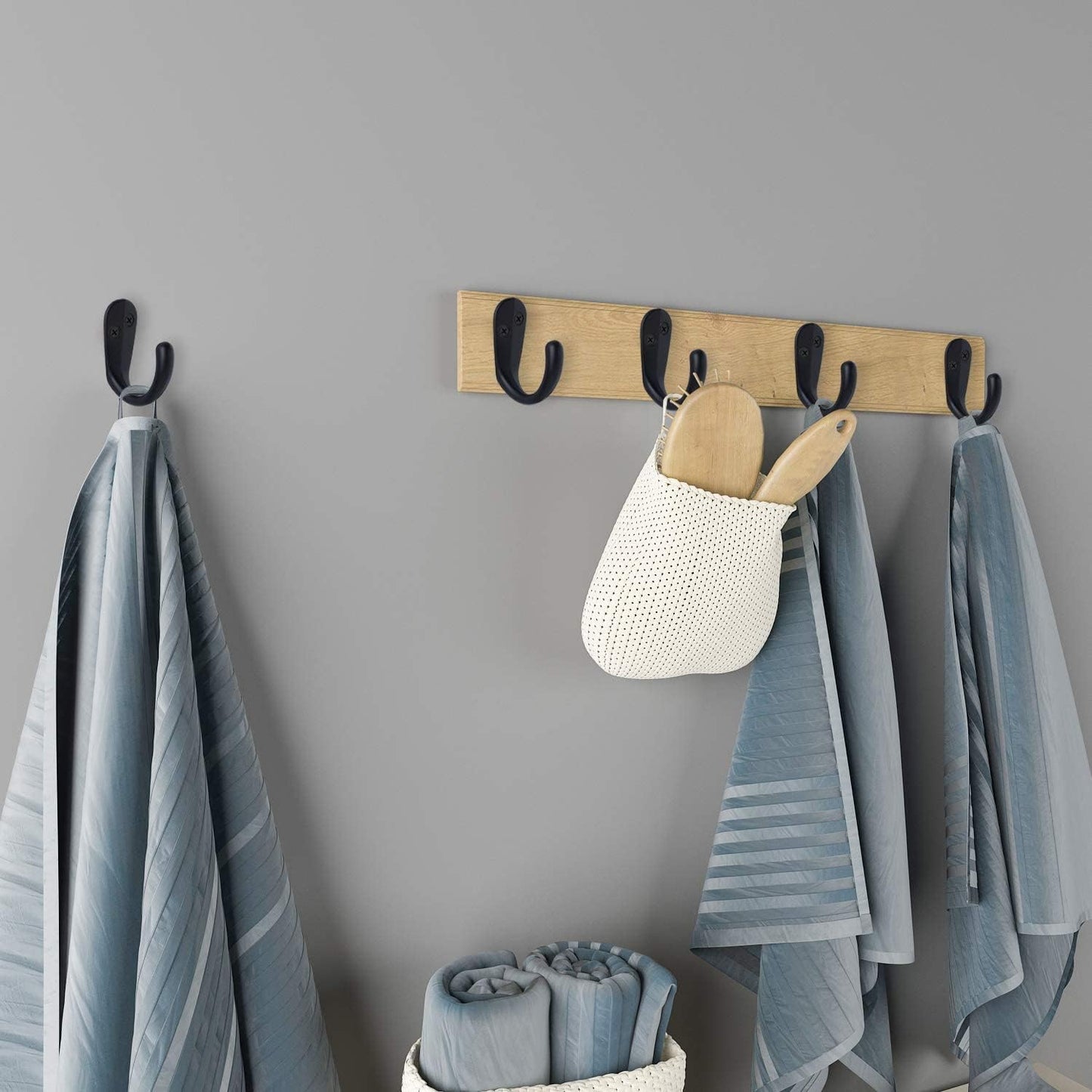 Coat Hooks Wall Mounted Single Prong Robe Hook for Hanging Towel Hooks / Black / Set of 20