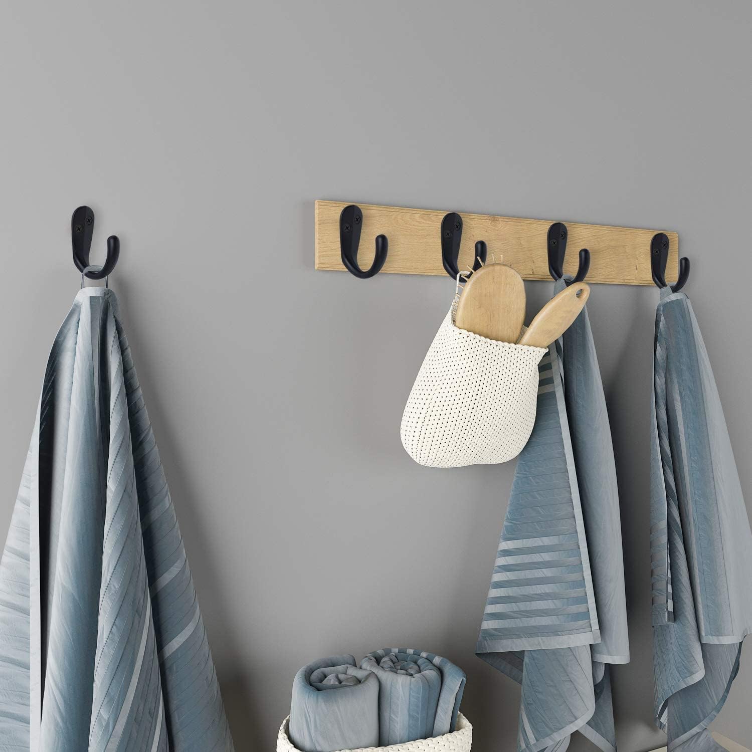 Coat Hooks Wall Mounted Single Prong Robe Hook for Hanging Towel Hooks / Black / Set of 20