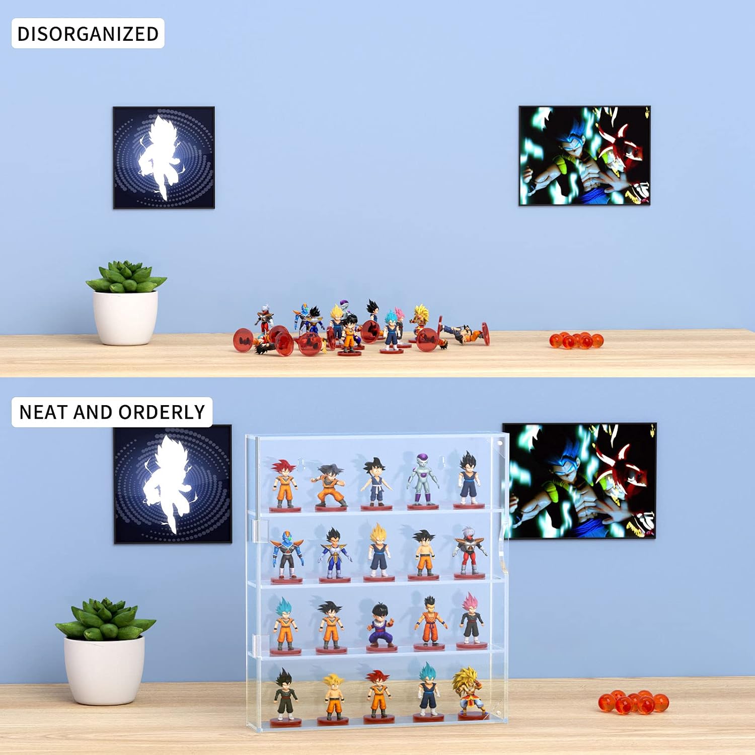 AITEE 4 Tiers Acrylic Display Case for Mini Funko Pop on Wall or Desktop | 11.77"Lx2.5"Wx13.38"H, acrylic, dustproof