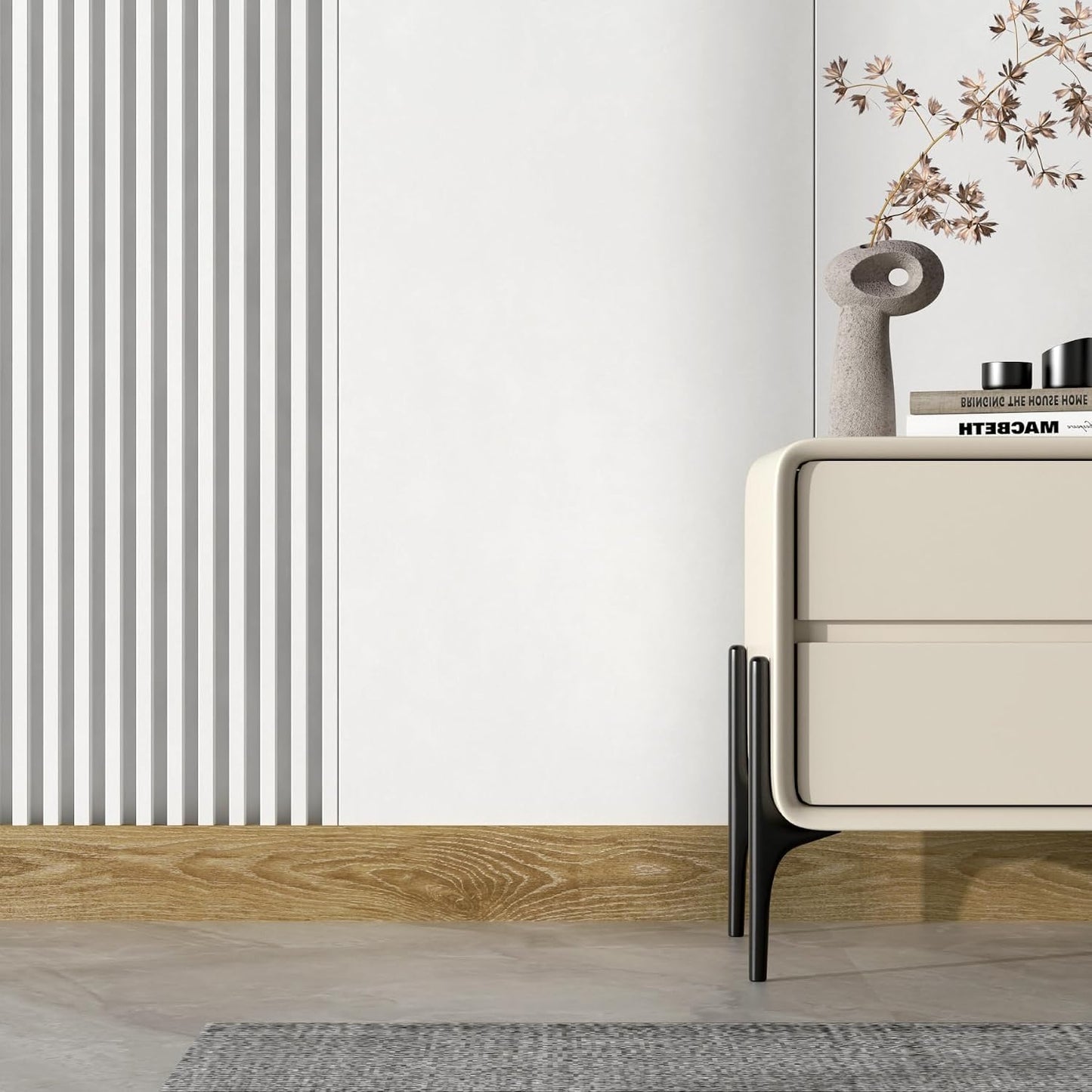 Natural Oak Wood Grain Wallpaper Border Peel and Stick Mirror Frame Border / 3 x 590 / Light Brown