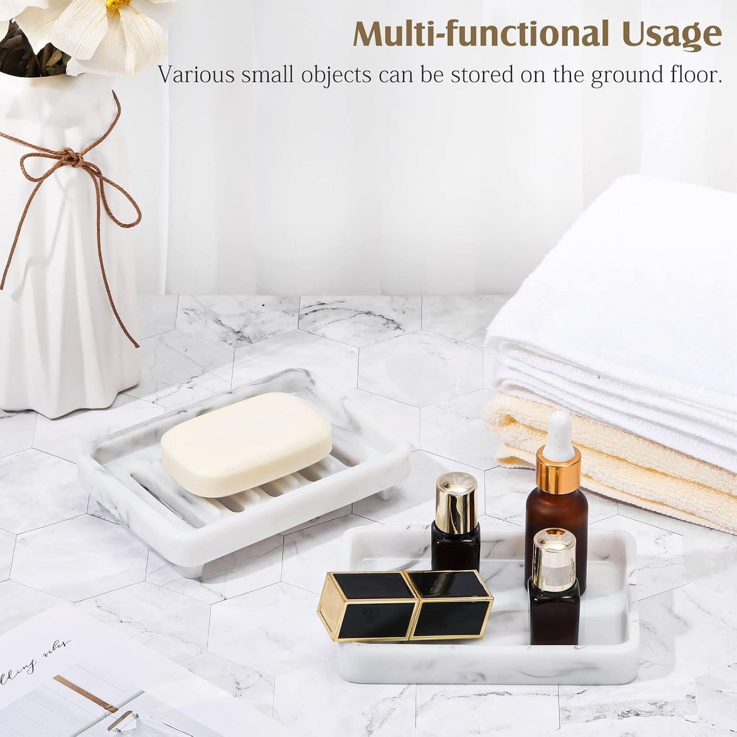 Dual Layer Sponge Holder / Marble White