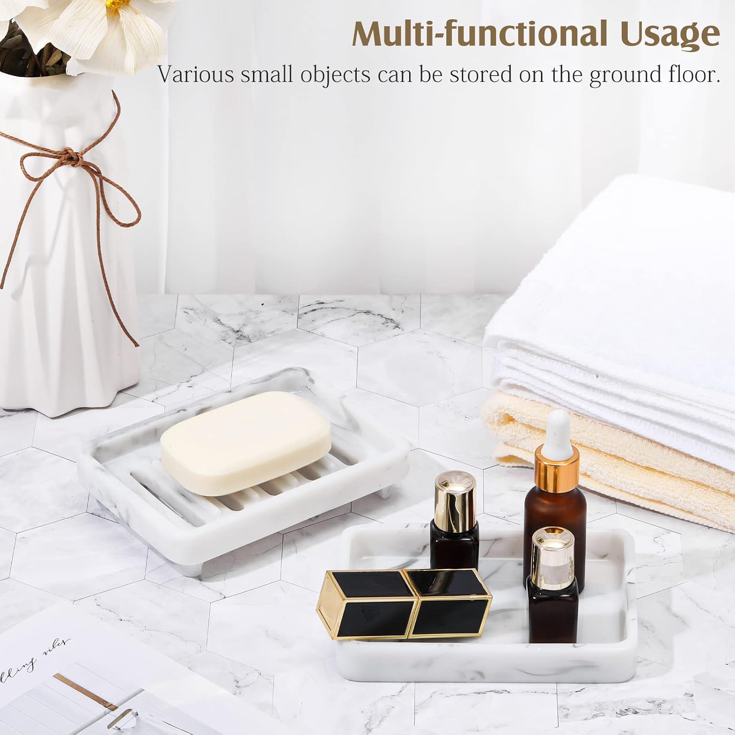 Dual Layer Sponge Holder / Marble White