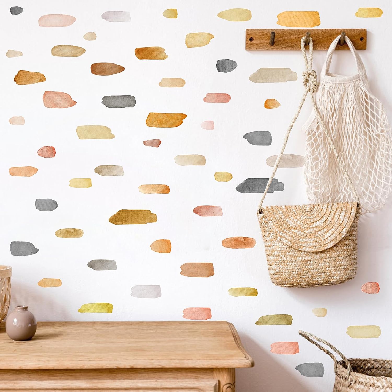 Watercolor Wall Stickers Peel and Stick Boho Wall Decals Brush Strokes Splatter Decal / Lines B