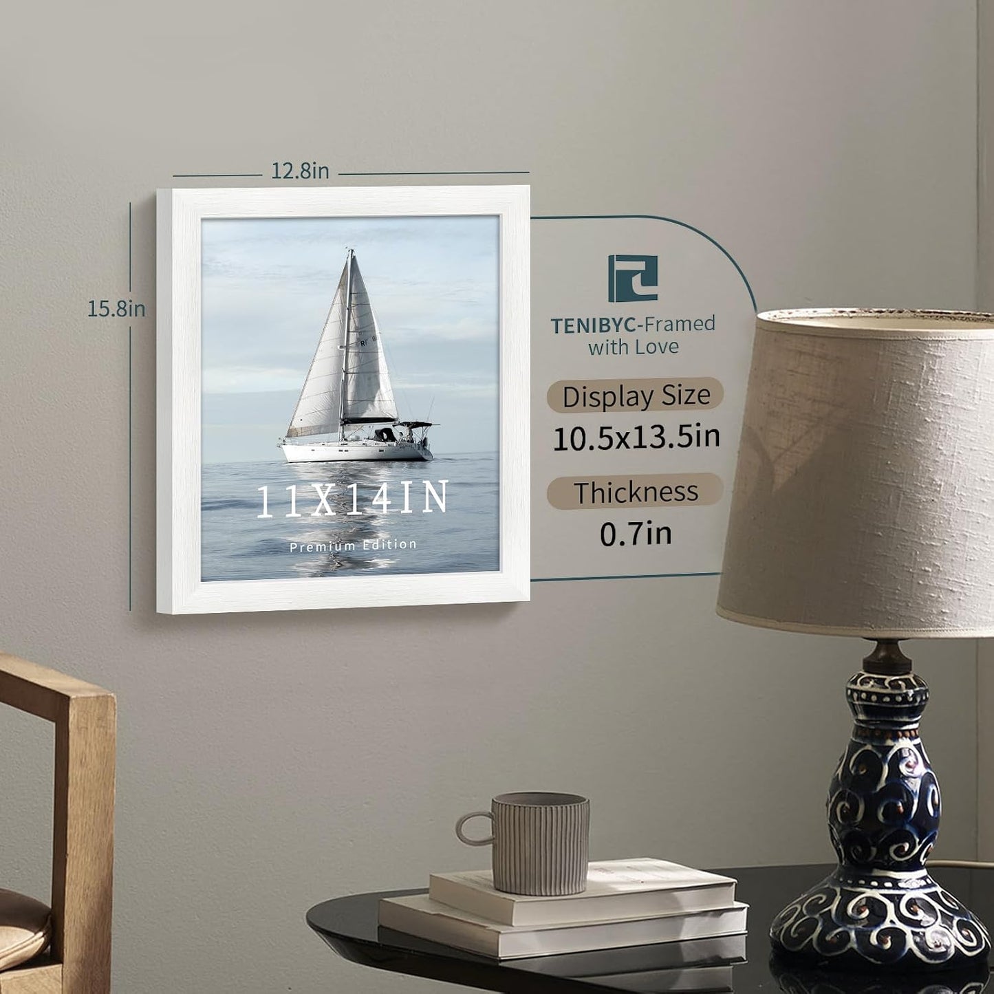 11x14 Picture Frame 3 Pack, White Wood, Real Glass, for Photo, Art | Thick HD Tempered Glass, Wall Hanging, Horizontal