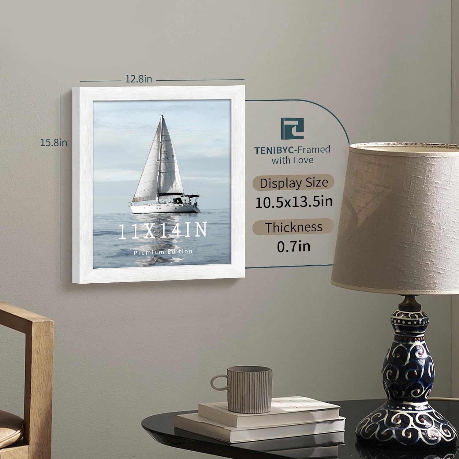 11x14 Picture Frame 3 Pack, White Wood, Real Glass, for Photo, Art | Thick HD Tempered Glass, Wall Hanging, Horizontal
